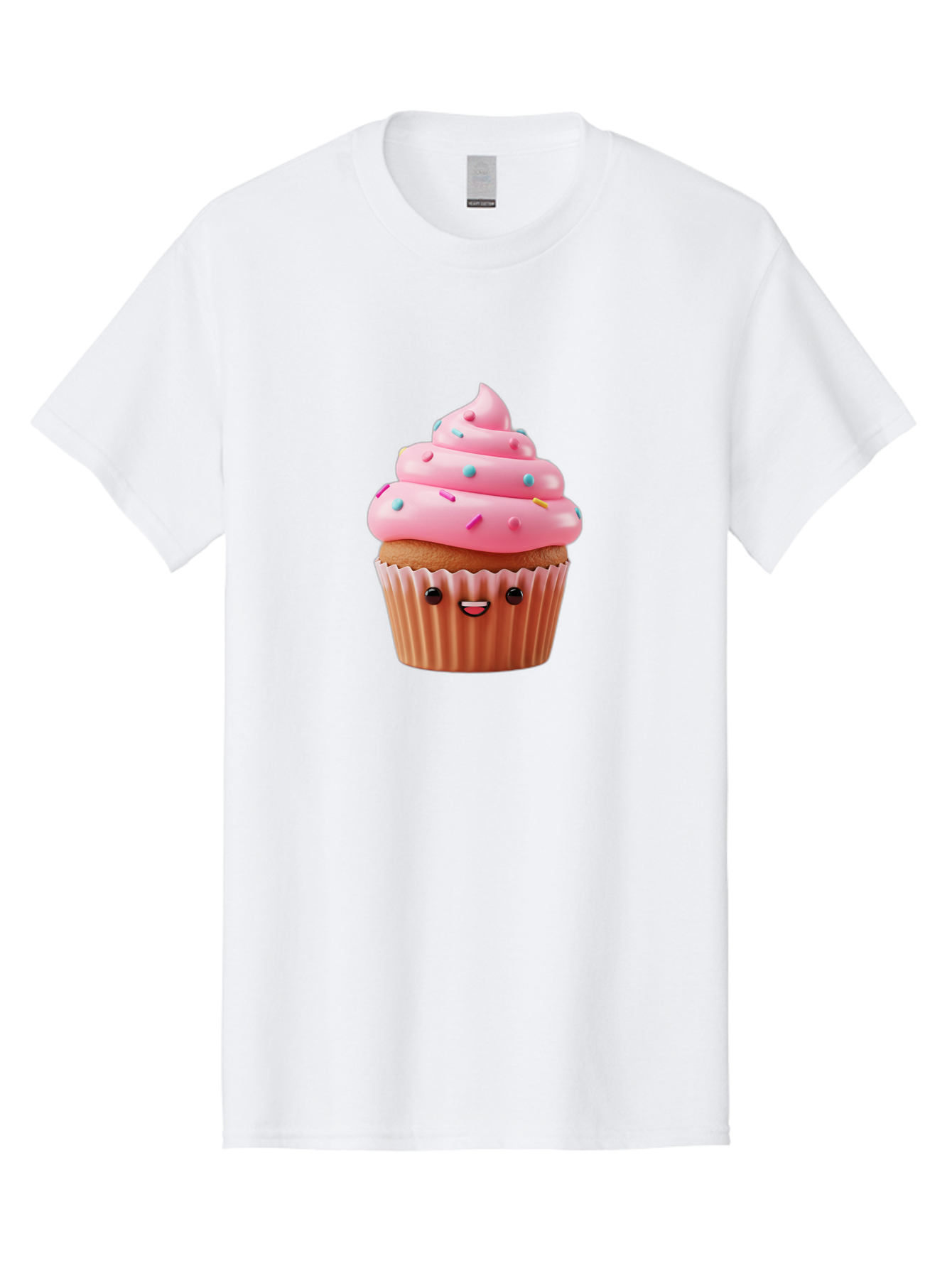 Cupcake Men'S Graphic Tee, 100% Cotton, Comfortable Casual Summer Wear, Machine Washable, Cupcake With Pink Frosting, Sweet Treats, Colorful Sprinkles, Whimsical Design, Happy Face, Dessert Delight, Baked Goods, Cartoon Style Bab843