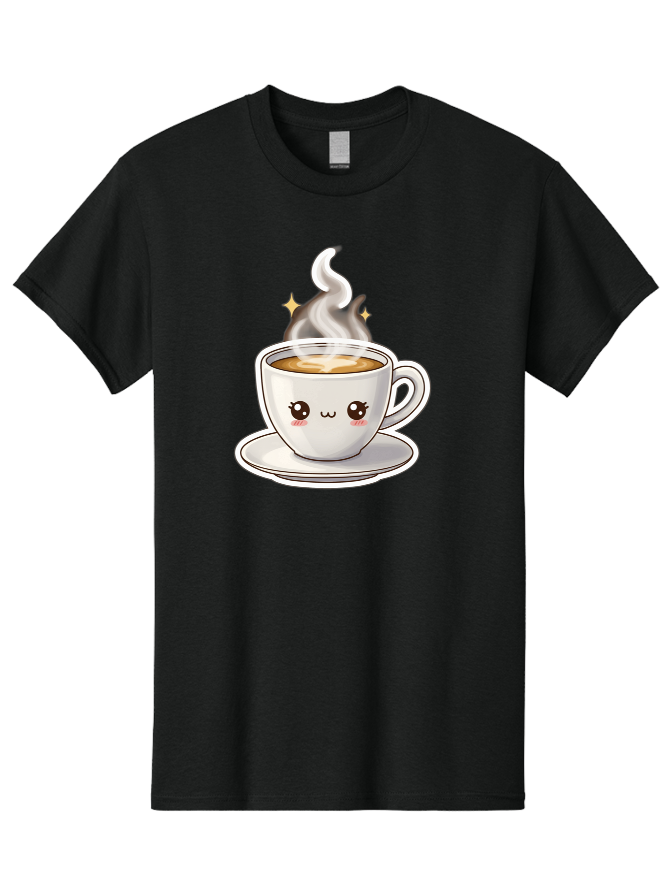 Cute-Coffee-Cup Men'S Graphic Tee, 100% Cotton, Comfortable Casual Summer Wear, Machine Washable, Cute Coffee Cup, Coffee, Coffee Break, Cartoon Character, Steaming Hot Beverage, Kawaii, Morning Pick-Me-Up, Coffee Lover, Happy Face, Espresso Bab846