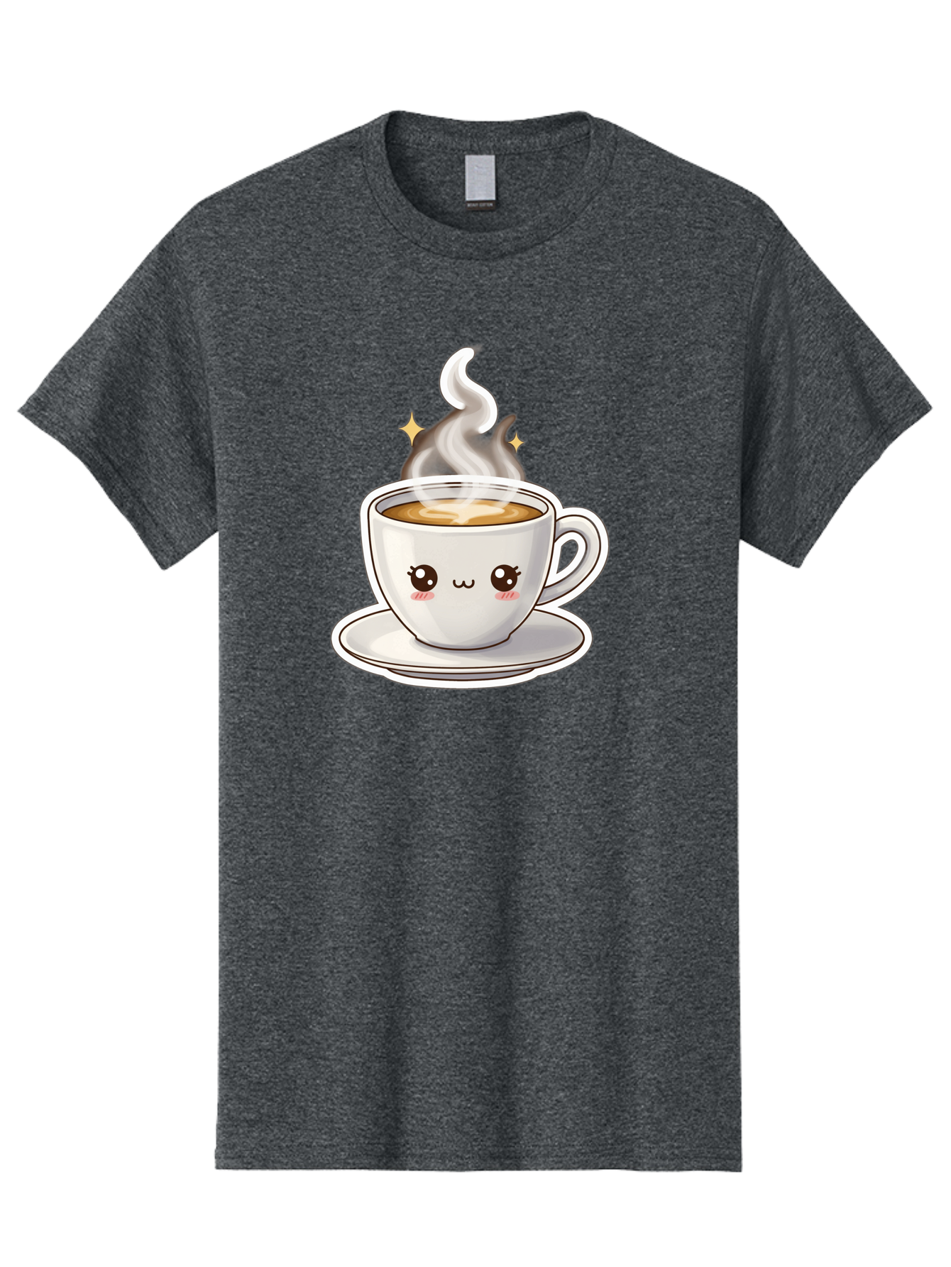 Cute-Coffee-Cup Men'S Graphic Tee, 100% Cotton, Comfortable Casual Summer Wear, Machine Washable, Cute Coffee Cup, Coffee, Coffee Break, Cartoon Character, Steaming Hot Beverage, Kawaii, Morning Pick-Me-Up, Coffee Lover, Happy Face, Espresso Bab846