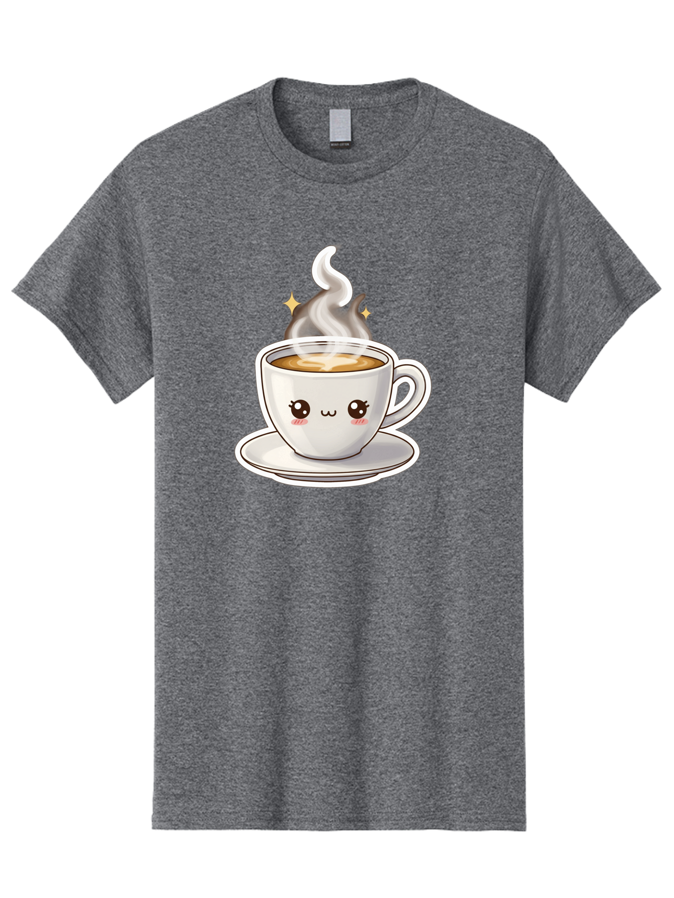 Cute-Coffee-Cup Men'S Graphic Tee, 100% Cotton, Comfortable Casual Summer Wear, Machine Washable, Cute Coffee Cup, Coffee, Coffee Break, Cartoon Character, Steaming Hot Beverage, Kawaii, Morning Pick-Me-Up, Coffee Lover, Happy Face, Espresso Bab846