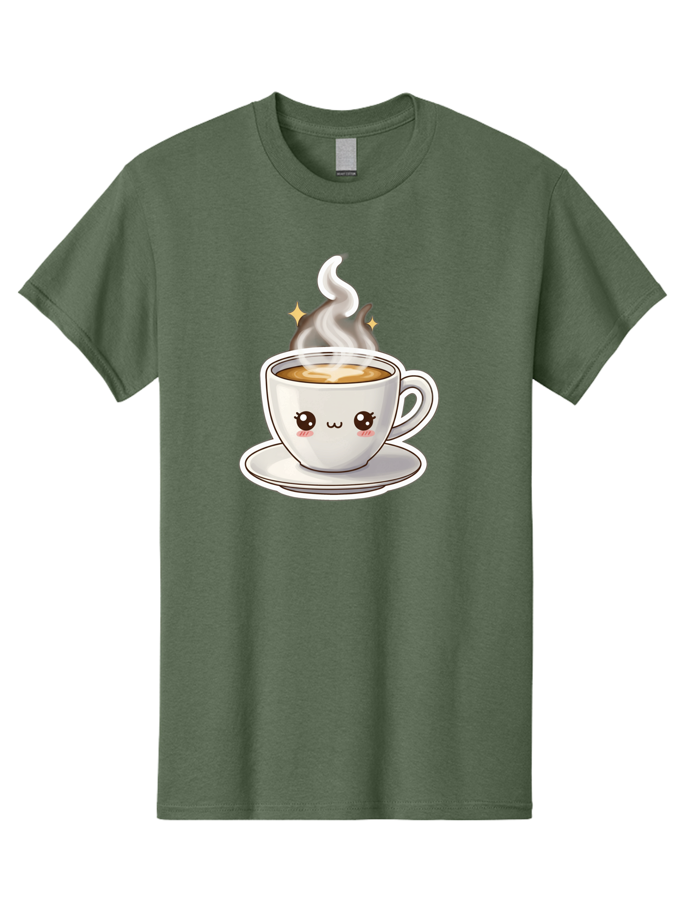 Cute-Coffee-Cup Men'S Graphic Tee, 100% Cotton, Comfortable Casual Summer Wear, Machine Washable, Cute Coffee Cup, Coffee, Coffee Break, Cartoon Character, Steaming Hot Beverage, Kawaii, Morning Pick-Me-Up, Coffee Lover, Happy Face, Espresso Bab846