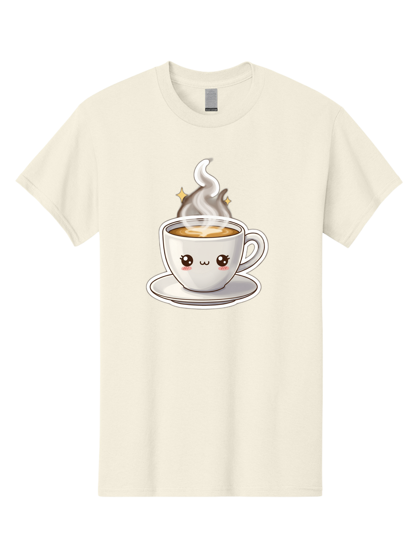Cute-Coffee-Cup Men'S Graphic Tee, 100% Cotton, Comfortable Casual Summer Wear, Machine Washable, Cute Coffee Cup, Coffee, Coffee Break, Cartoon Character, Steaming Hot Beverage, Kawaii, Morning Pick-Me-Up, Coffee Lover, Happy Face, Espresso Bab846