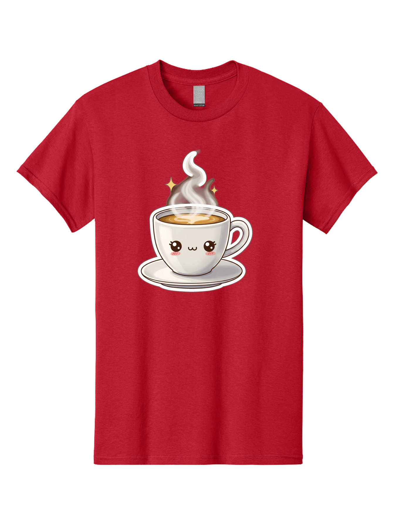 Cute-Coffee-Cup Men'S Graphic Tee, 100% Cotton, Comfortable Casual Summer Wear, Machine Washable, Cute Coffee Cup, Coffee, Coffee Break, Cartoon Character, Steaming Hot Beverage, Kawaii, Morning Pick-Me-Up, Coffee Lover, Happy Face, Espresso Bab846