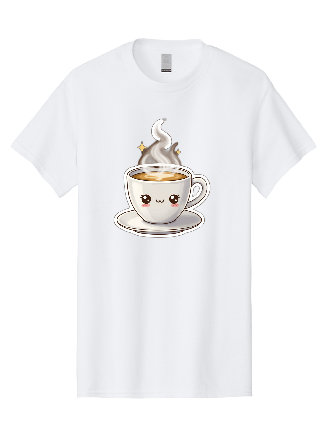 Cute-Coffee-Cup Men'S Graphic Tee, 100% Cotton, Comfortable Casual Summer Wear, Machine Washable, Cute Coffee Cup, Coffee, Coffee Break, Cartoon Character, Steaming Hot Beverage, Kawaii, Morning Pick-Me-Up, Coffee Lover, Happy Face, Espresso Bab846