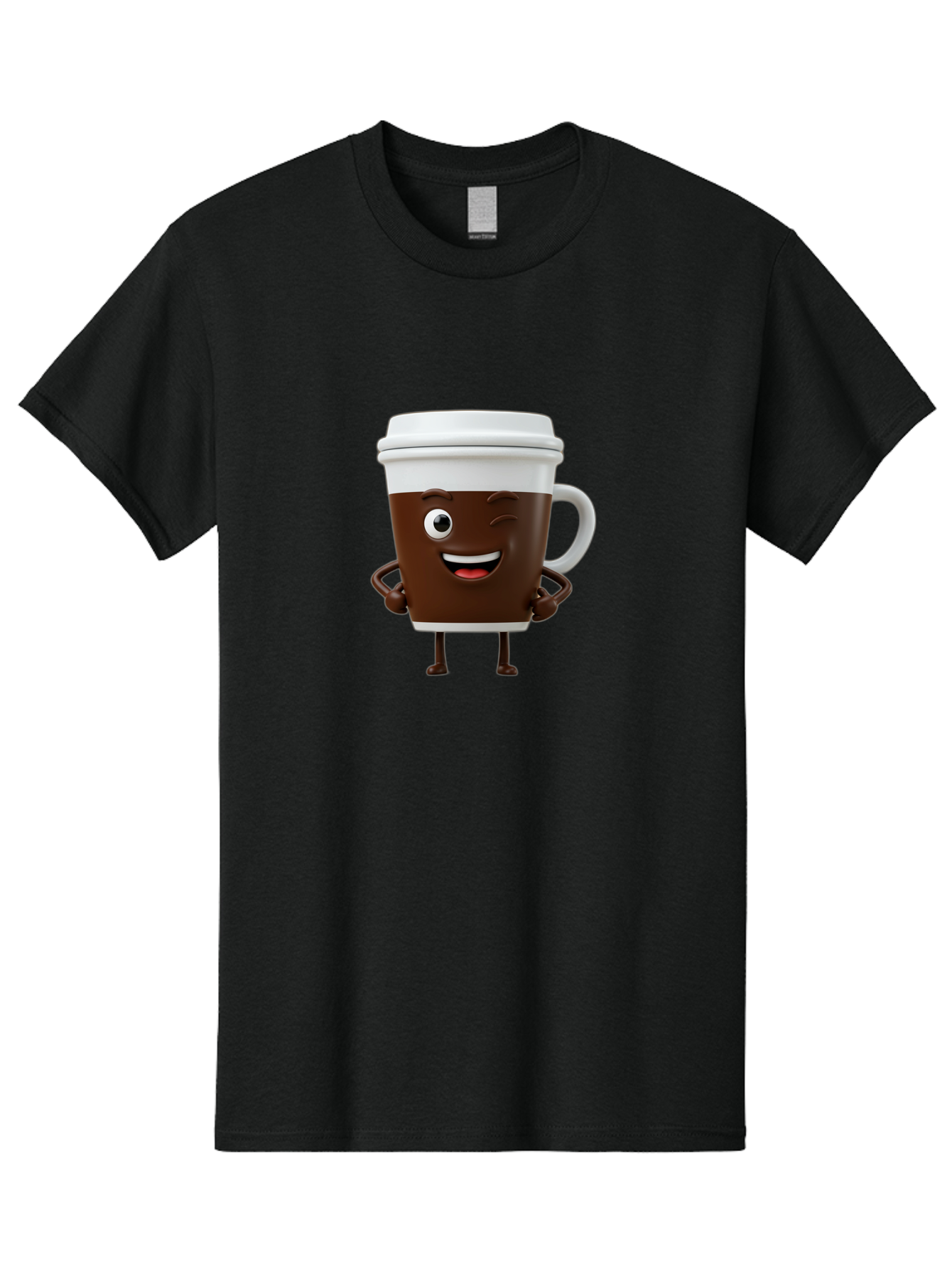 Cyclops-Coffee Men'S Graphic Tee, 100% Cotton, Comfortable Casual Summer Wear, Machine Washable, Cartoon Coffee Cup, Happy Expression, Coffee Culture, Morning Pick-Me-Up, Beverage Character, Funny Face, Playful Design, Coffee Lover, To-Go Cup Bab849
