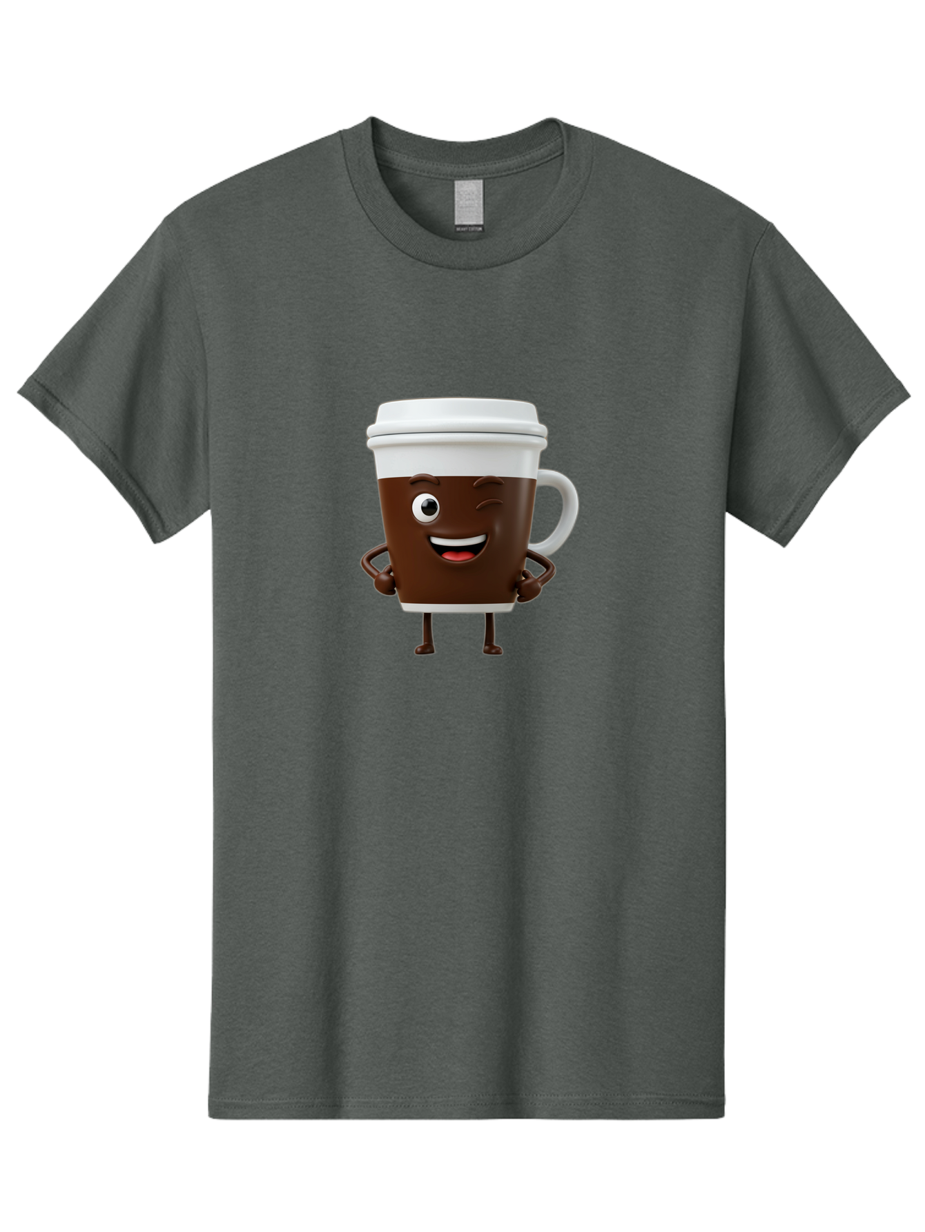 Cyclops-Coffee Men'S Graphic Tee, 100% Cotton, Comfortable Casual Summer Wear, Machine Washable, Cartoon Coffee Cup, Happy Expression, Coffee Culture, Morning Pick-Me-Up, Beverage Character, Funny Face, Playful Design, Coffee Lover, To-Go Cup Bab849