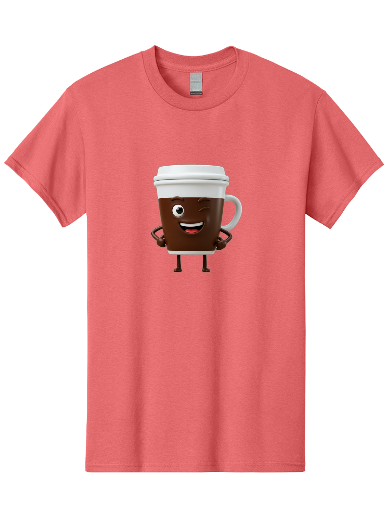 Cyclops-Coffee Men'S Graphic Tee, 100% Cotton, Comfortable Casual Summer Wear, Machine Washable, Cartoon Coffee Cup, Happy Expression, Coffee Culture, Morning Pick-Me-Up, Beverage Character, Funny Face, Playful Design, Coffee Lover, To-Go Cup Bab849
