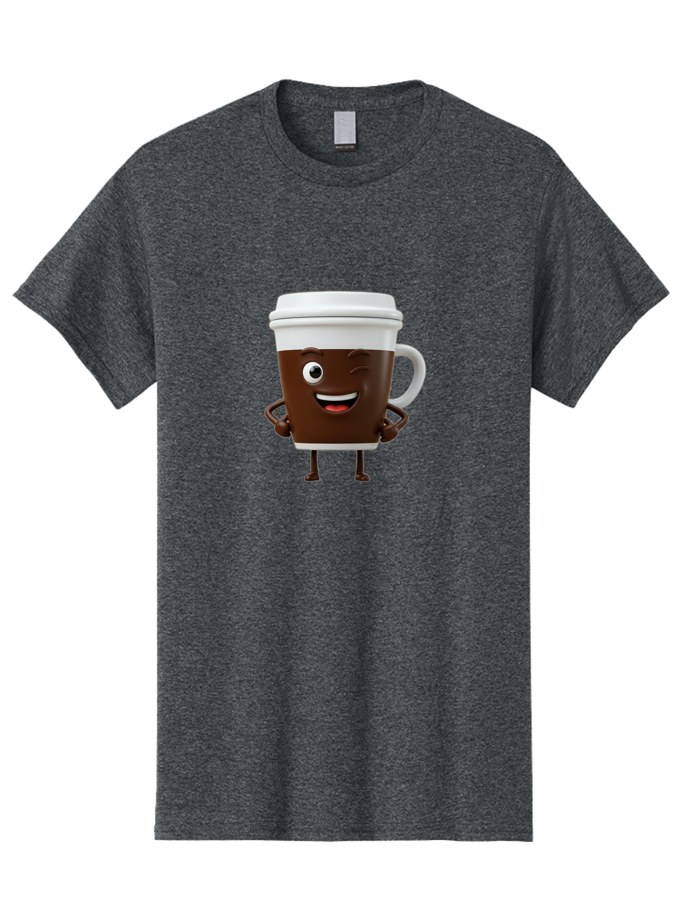 Cyclops-Coffee Men'S Graphic Tee, 100% Cotton, Comfortable Casual Summer Wear, Machine Washable, Cartoon Coffee Cup, Happy Expression, Coffee Culture, Morning Pick-Me-Up, Beverage Character, Funny Face, Playful Design, Coffee Lover, To-Go Cup Bab849
