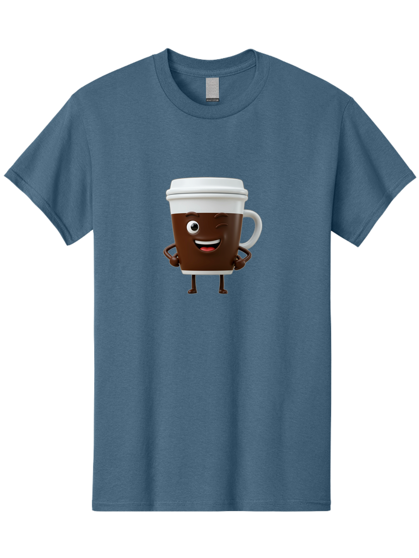 Cyclops-Coffee Men'S Graphic Tee, 100% Cotton, Comfortable Casual Summer Wear, Machine Washable, Cartoon Coffee Cup, Happy Expression, Coffee Culture, Morning Pick-Me-Up, Beverage Character, Funny Face, Playful Design, Coffee Lover, To-Go Cup Bab849