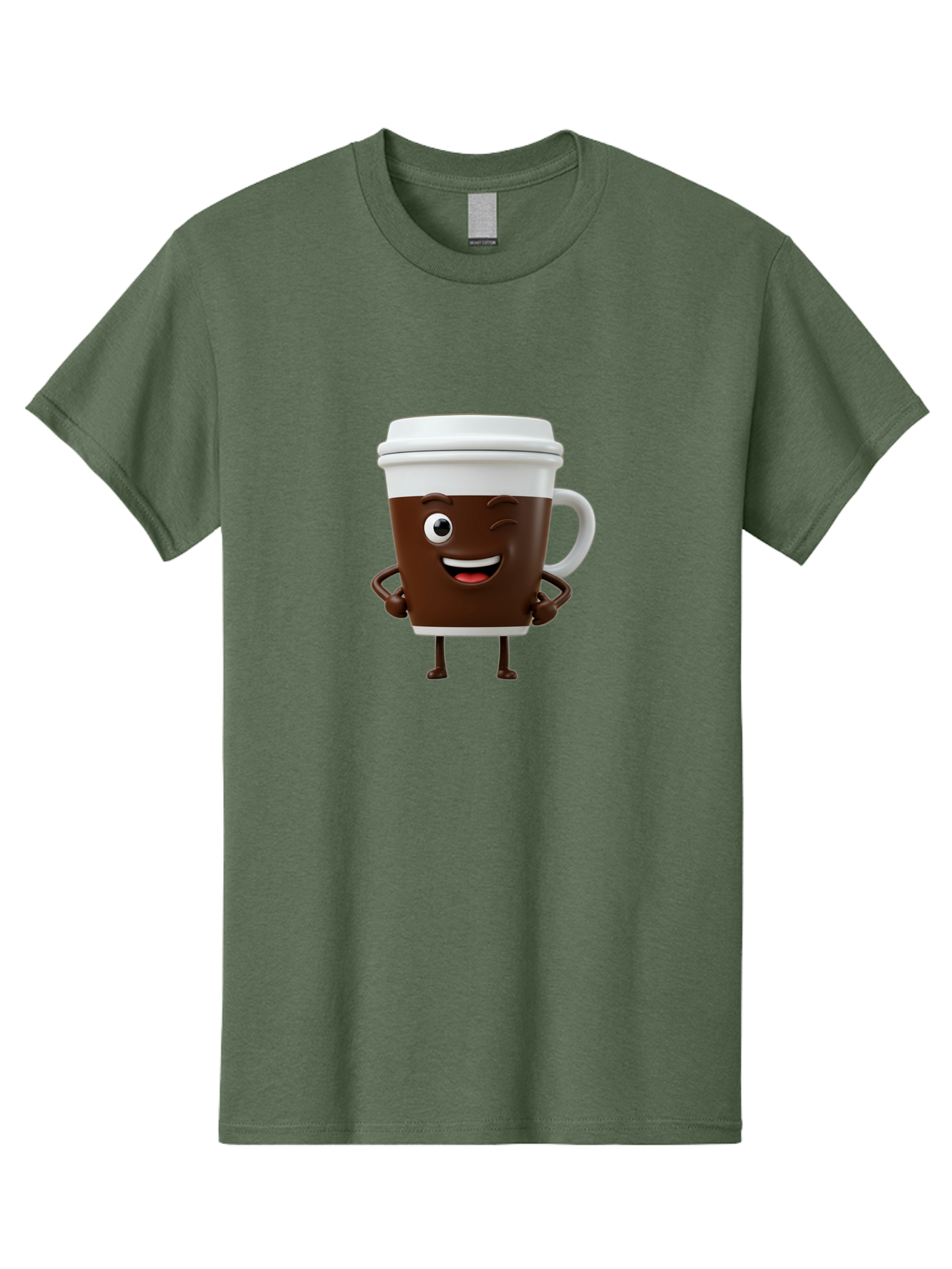 Cyclops-Coffee Men'S Graphic Tee, 100% Cotton, Comfortable Casual Summer Wear, Machine Washable, Cartoon Coffee Cup, Happy Expression, Coffee Culture, Morning Pick-Me-Up, Beverage Character, Funny Face, Playful Design, Coffee Lover, To-Go Cup Bab849