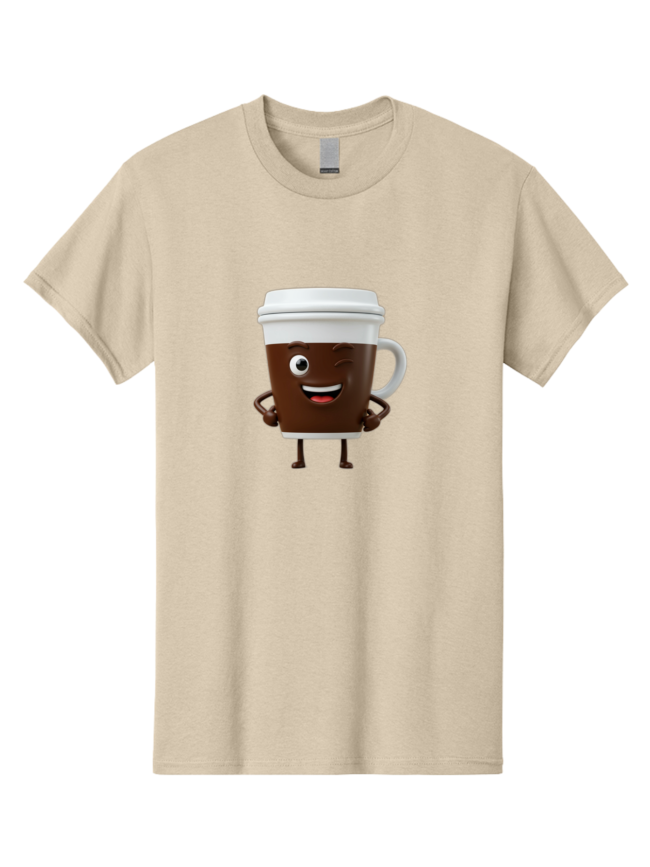Cyclops-Coffee Men'S Graphic Tee, 100% Cotton, Comfortable Casual Summer Wear, Machine Washable, Cartoon Coffee Cup, Happy Expression, Coffee Culture, Morning Pick-Me-Up, Beverage Character, Funny Face, Playful Design, Coffee Lover, To-Go Cup Bab849