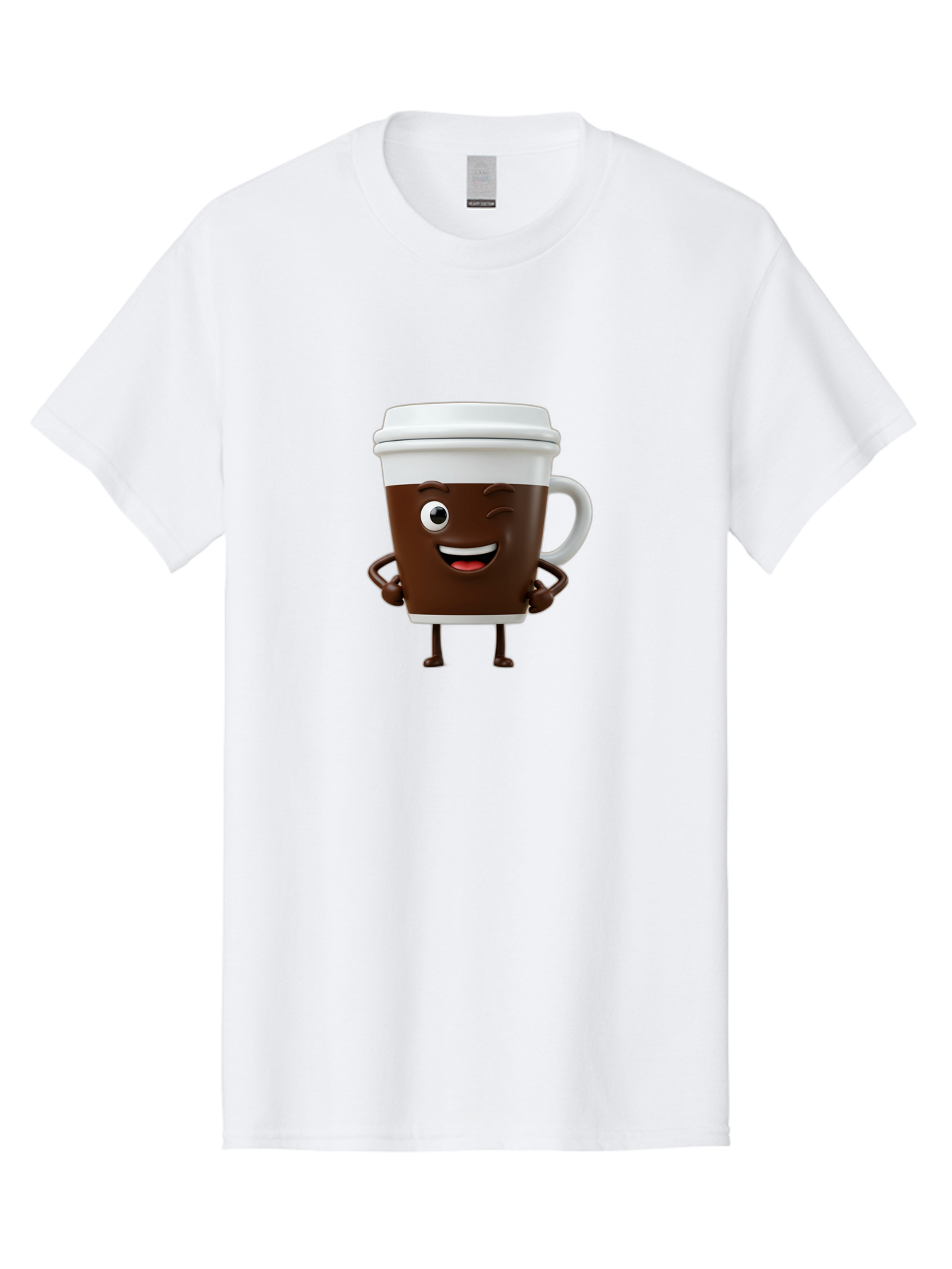 Cyclops-Coffee Men'S Graphic Tee, 100% Cotton, Comfortable Casual Summer Wear, Machine Washable, Cartoon Coffee Cup, Happy Expression, Coffee Culture, Morning Pick-Me-Up, Beverage Character, Funny Face, Playful Design, Coffee Lover, To-Go Cup Bab849