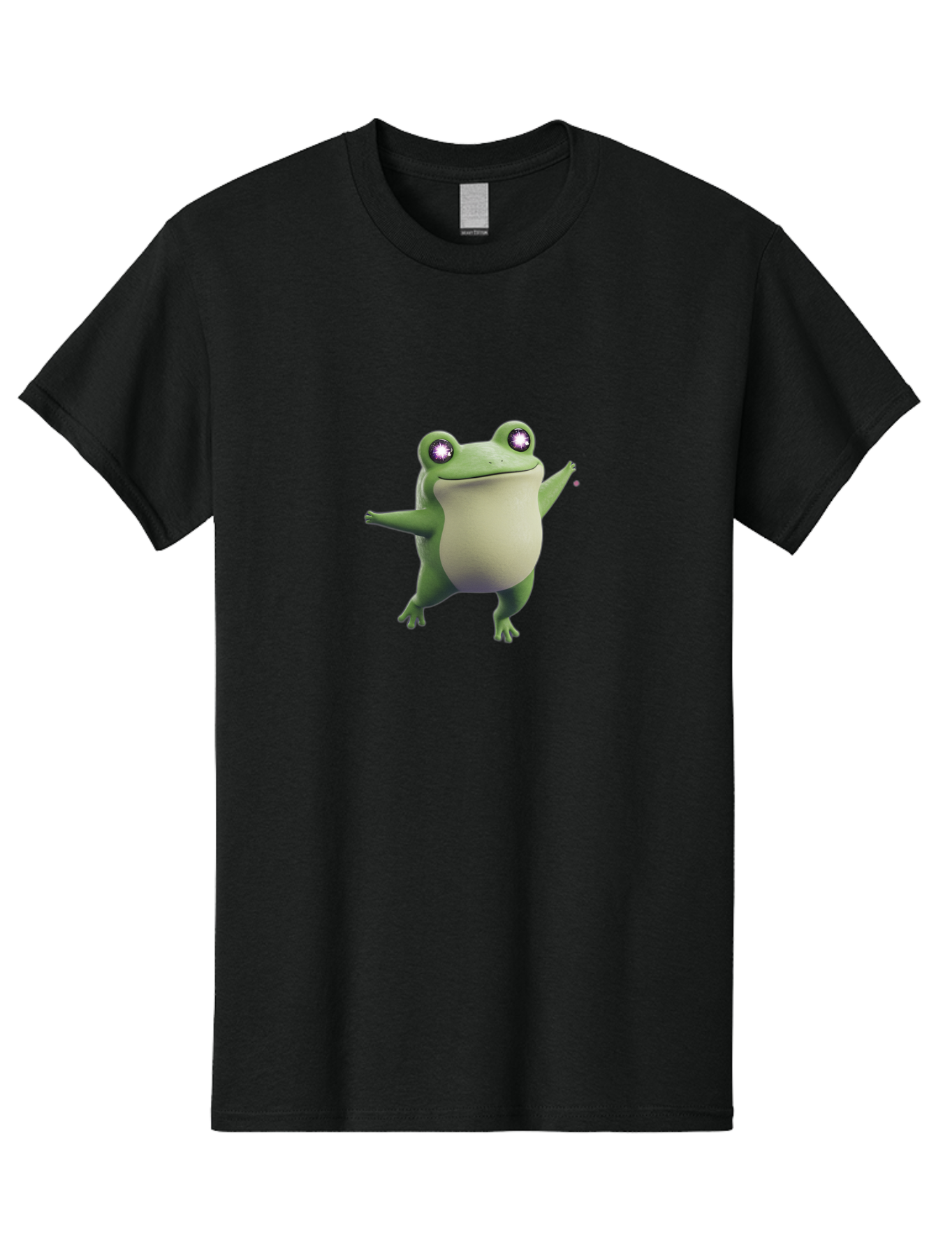 Dancing-Frog-1 Men'S Graphic Tee, 100% Cotton, Comfortable Casual Summer Wear, Machine Washable, Cartoon Frog, Dancing Pose, Funny Animal, Animated Character, 3D Rendering, Big Eyes, Cute Creature, Playful Gesture, Comedic Effect Bab850