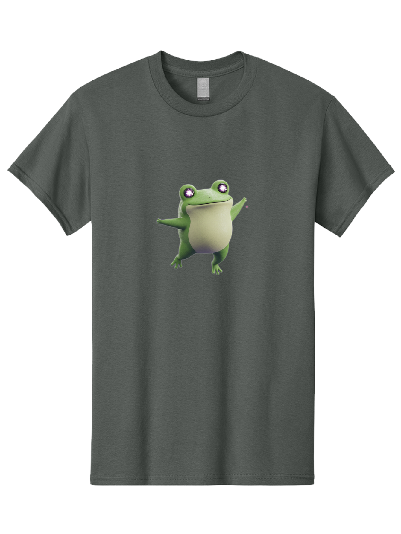 Dancing-Frog-1 Men'S Graphic Tee, 100% Cotton, Comfortable Casual Summer Wear, Machine Washable, Cartoon Frog, Dancing Pose, Funny Animal, Animated Character, 3D Rendering, Big Eyes, Cute Creature, Playful Gesture, Comedic Effect Bab850