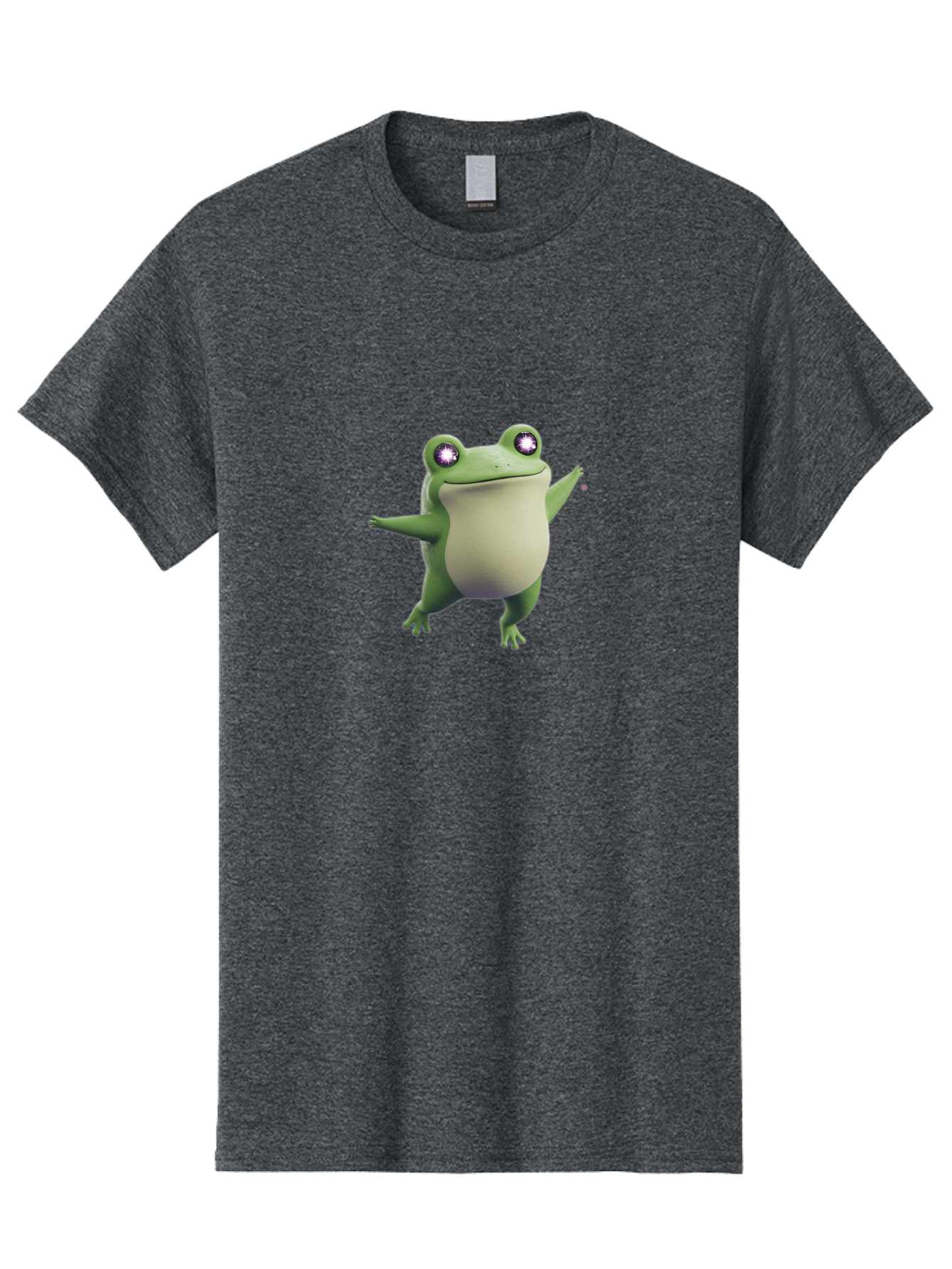 Dancing-Frog-1 Men'S Graphic Tee, 100% Cotton, Comfortable Casual Summer Wear, Machine Washable, Cartoon Frog, Dancing Pose, Funny Animal, Animated Character, 3D Rendering, Big Eyes, Cute Creature, Playful Gesture, Comedic Effect Bab850