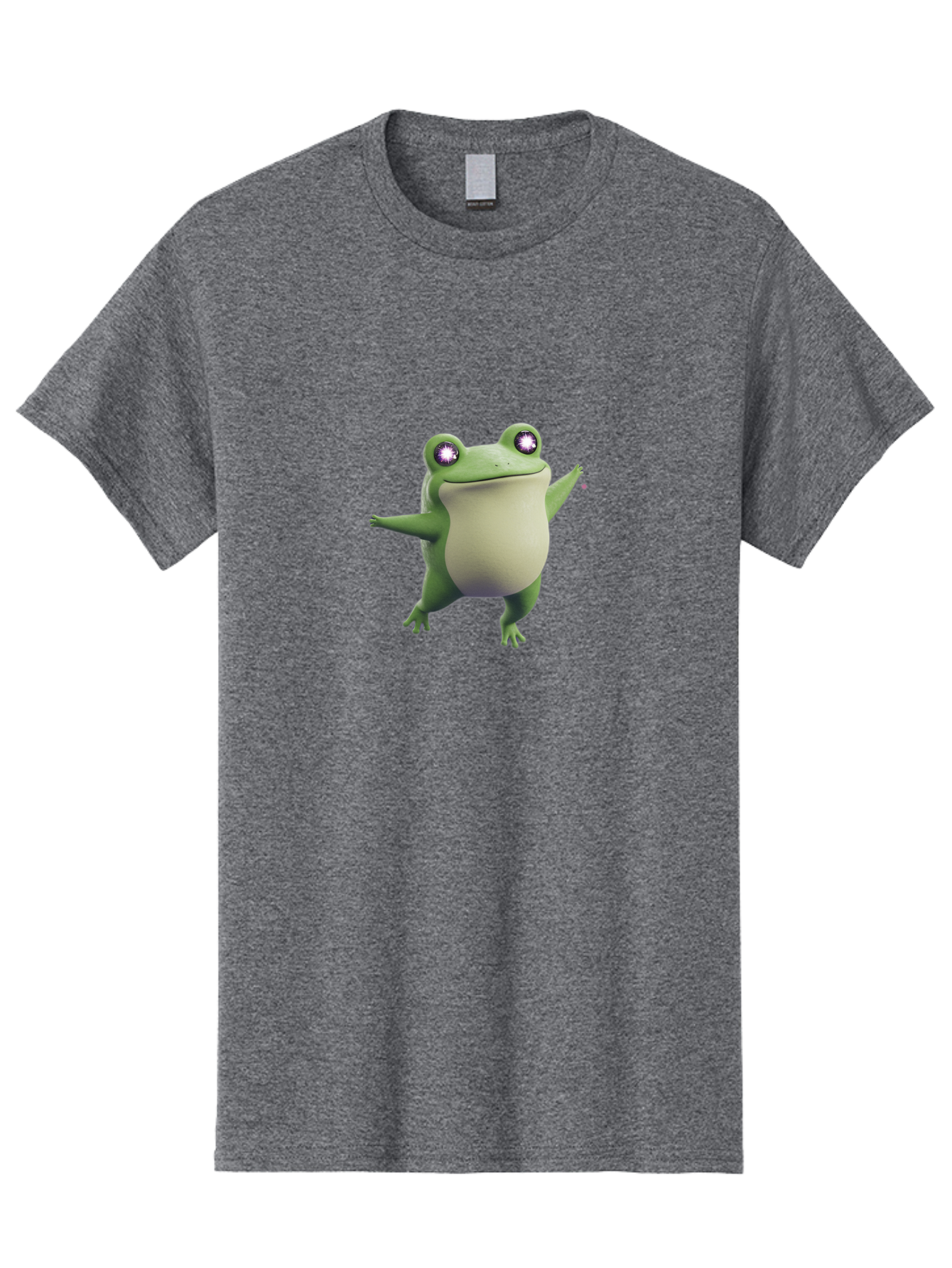 Dancing-Frog-1 Men'S Graphic Tee, 100% Cotton, Comfortable Casual Summer Wear, Machine Washable, Cartoon Frog, Dancing Pose, Funny Animal, Animated Character, 3D Rendering, Big Eyes, Cute Creature, Playful Gesture, Comedic Effect Bab850
