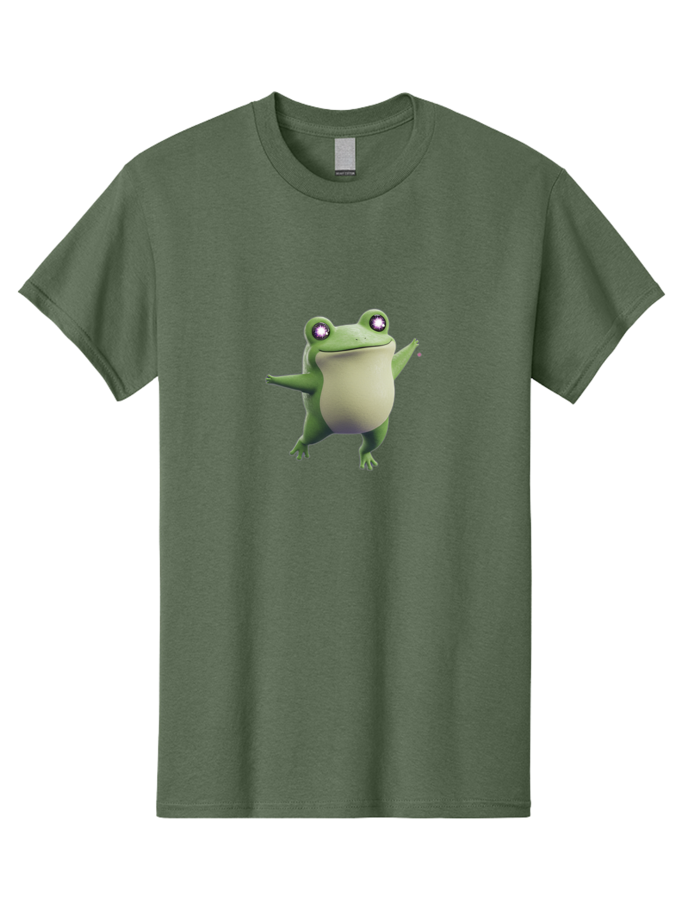 Dancing-Frog-1 Men'S Graphic Tee, 100% Cotton, Comfortable Casual Summer Wear, Machine Washable, Cartoon Frog, Dancing Pose, Funny Animal, Animated Character, 3D Rendering, Big Eyes, Cute Creature, Playful Gesture, Comedic Effect Bab850