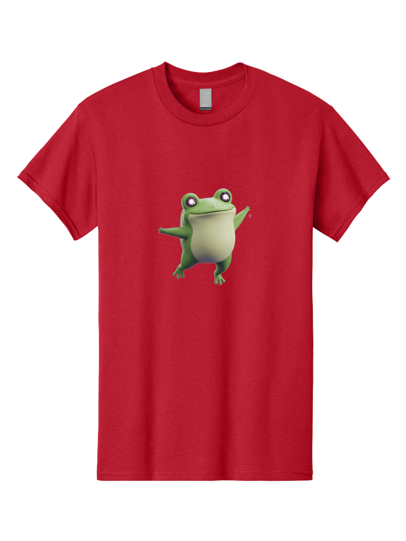 Dancing-Frog-1 Men'S Graphic Tee, 100% Cotton, Comfortable Casual Summer Wear, Machine Washable, Cartoon Frog, Dancing Pose, Funny Animal, Animated Character, 3D Rendering, Big Eyes, Cute Creature, Playful Gesture, Comedic Effect Bab850
