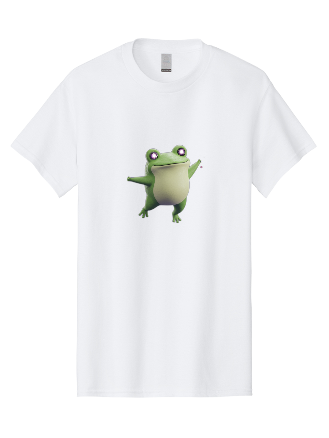 Dancing-Frog-1 Men'S Graphic Tee, 100% Cotton, Comfortable Casual Summer Wear, Machine Washable, Cartoon Frog, Dancing Pose, Funny Animal, Animated Character, 3D Rendering, Big Eyes, Cute Creature, Playful Gesture, Comedic Effect Bab850