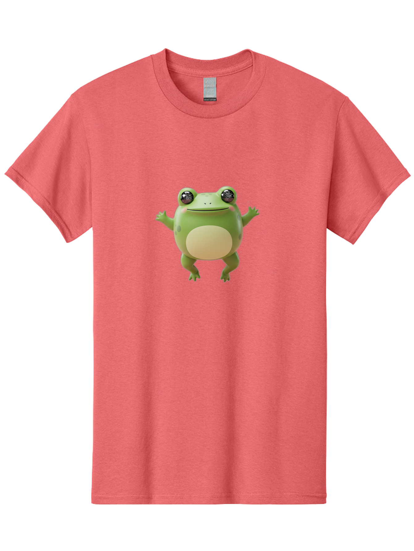 Dancing-Frog Men'S Graphic Tee, 100% Cotton, Comfortable Casual Summer Wear, Machine Washable, Cartoon Frog, Green Frog, 3D Illustration, Funny Animal, Happy Expression, Dancing Pose, Cute Creature, Playful Character, Amphibian, Bab851