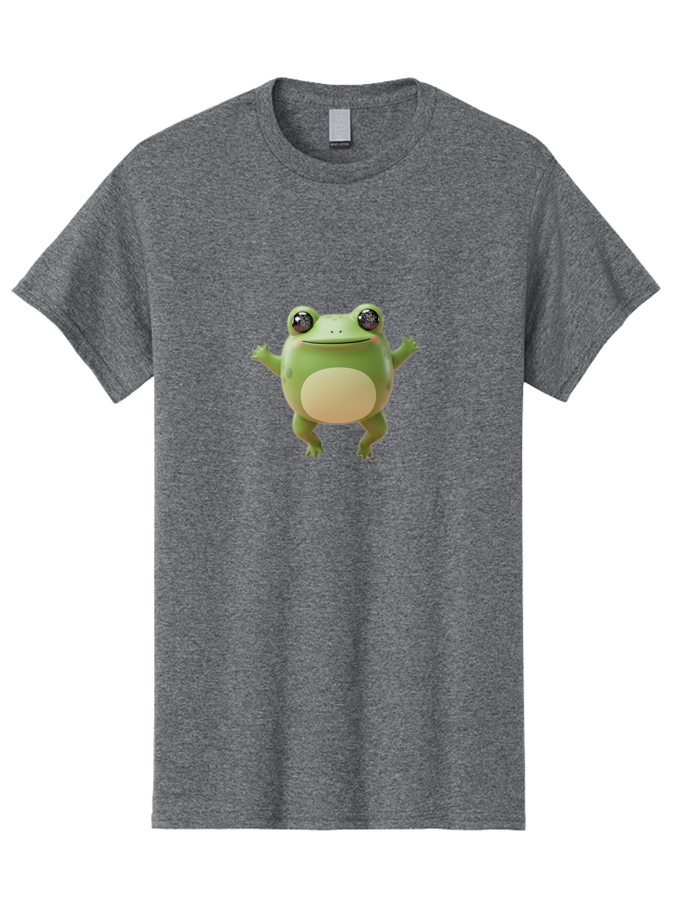 Dancing-Frog Men'S Graphic Tee, 100% Cotton, Comfortable Casual Summer Wear, Machine Washable, Cartoon Frog, Green Frog, 3D Illustration, Funny Animal, Happy Expression, Dancing Pose, Cute Creature, Playful Character, Amphibian, Bab851