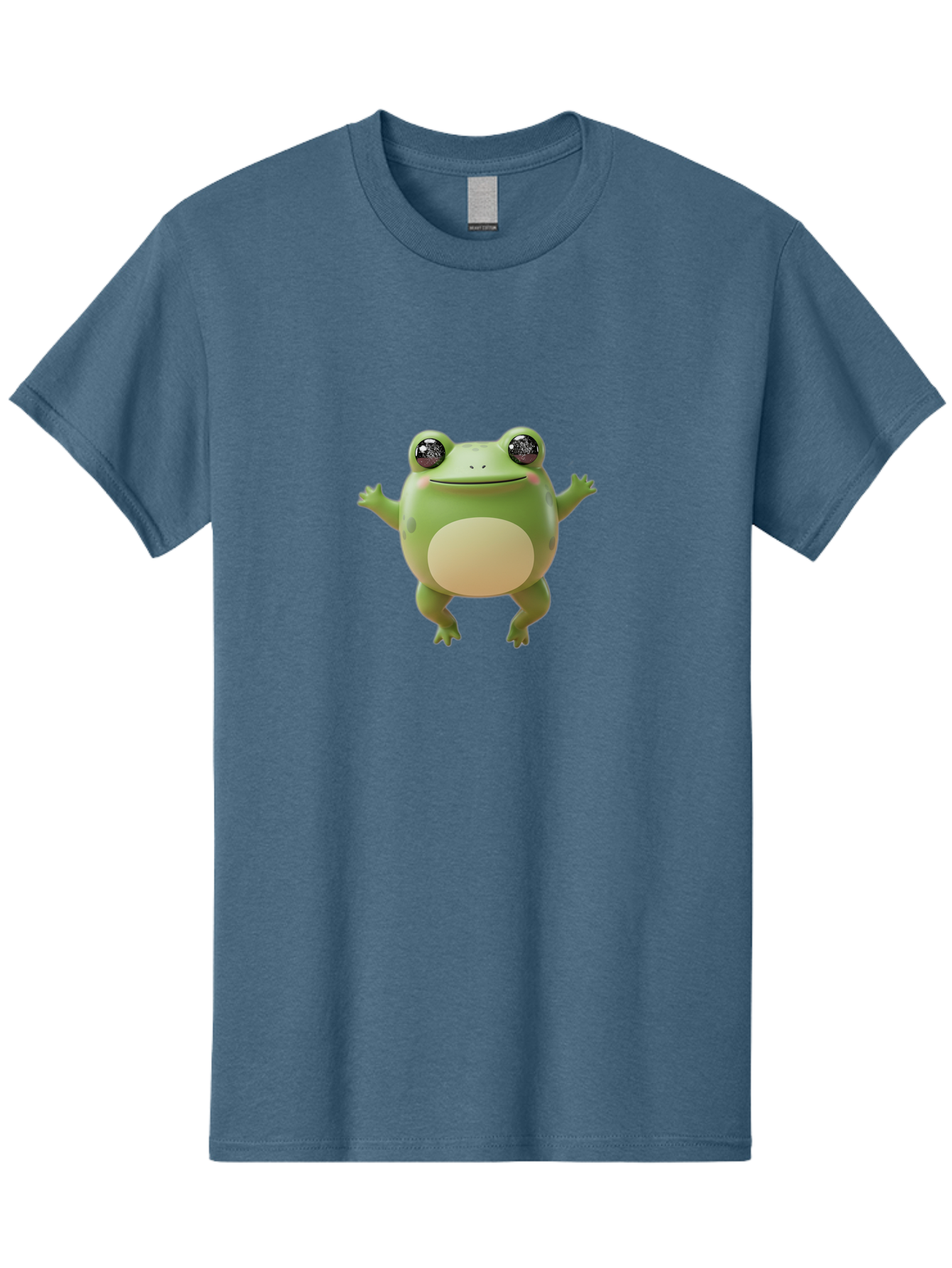 Dancing-Frog Men'S Graphic Tee, 100% Cotton, Comfortable Casual Summer Wear, Machine Washable, Cartoon Frog, Green Frog, 3D Illustration, Funny Animal, Happy Expression, Dancing Pose, Cute Creature, Playful Character, Amphibian, Bab851