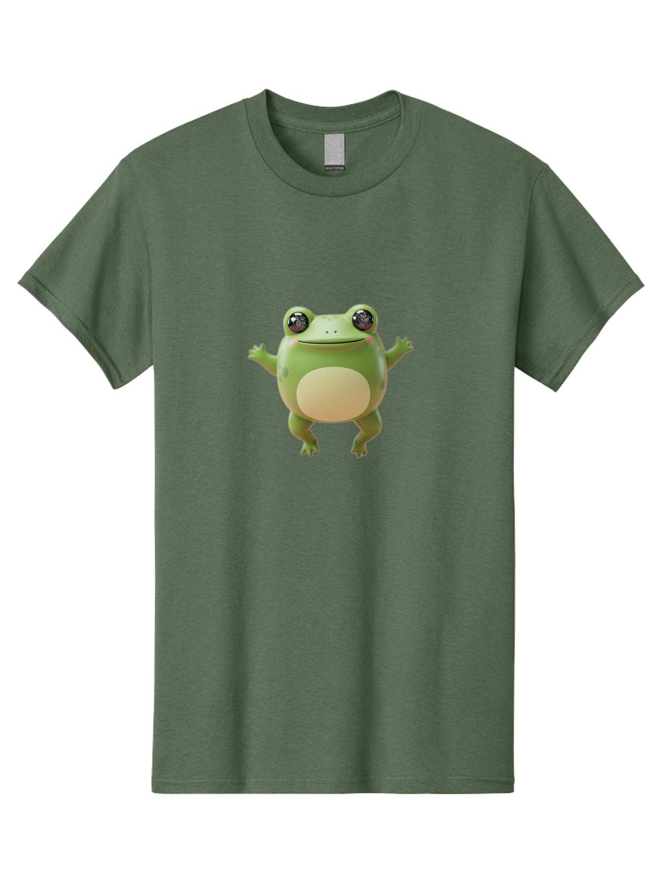 Dancing-Frog Men'S Graphic Tee, 100% Cotton, Comfortable Casual Summer Wear, Machine Washable, Cartoon Frog, Green Frog, 3D Illustration, Funny Animal, Happy Expression, Dancing Pose, Cute Creature, Playful Character, Amphibian, Bab851