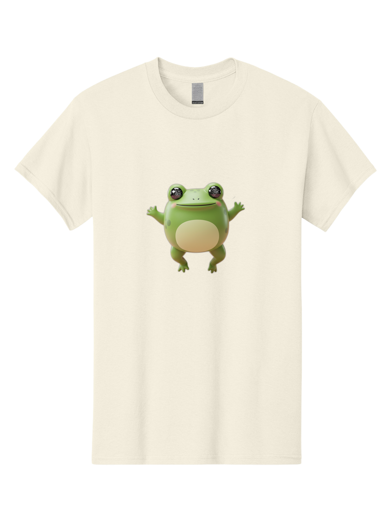 Dancing-Frog Men'S Graphic Tee, 100% Cotton, Comfortable Casual Summer Wear, Machine Washable, Cartoon Frog, Green Frog, 3D Illustration, Funny Animal, Happy Expression, Dancing Pose, Cute Creature, Playful Character, Amphibian, Bab851