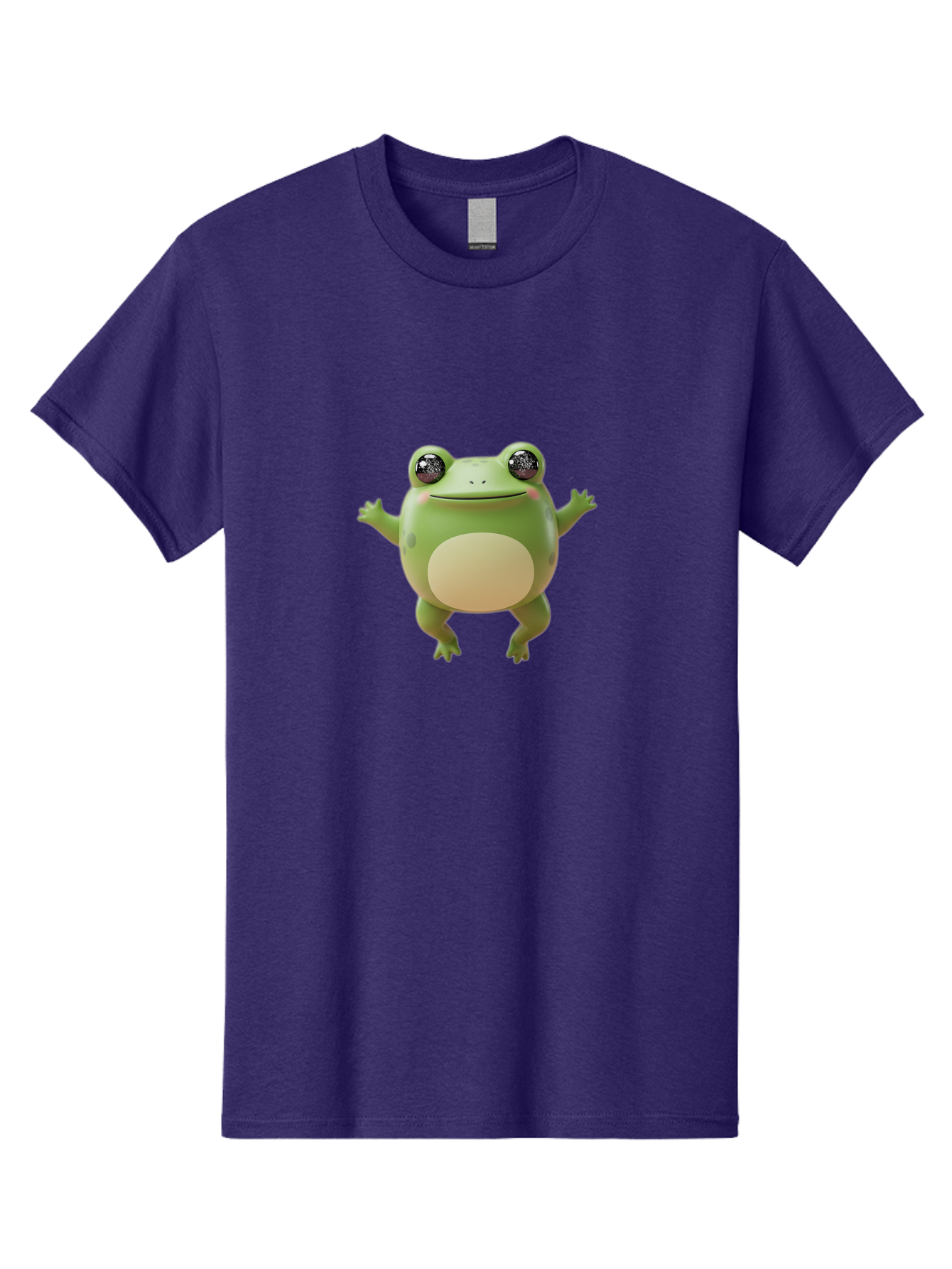 Dancing-Frog Men'S Graphic Tee, 100% Cotton, Comfortable Casual Summer Wear, Machine Washable, Cartoon Frog, Green Frog, 3D Illustration, Funny Animal, Happy Expression, Dancing Pose, Cute Creature, Playful Character, Amphibian, Bab851
