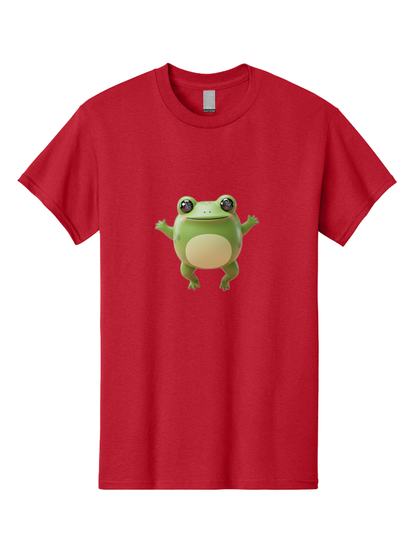 Dancing-Frog Men'S Graphic Tee, 100% Cotton, Comfortable Casual Summer Wear, Machine Washable, Cartoon Frog, Green Frog, 3D Illustration, Funny Animal, Happy Expression, Dancing Pose, Cute Creature, Playful Character, Amphibian, Bab851
