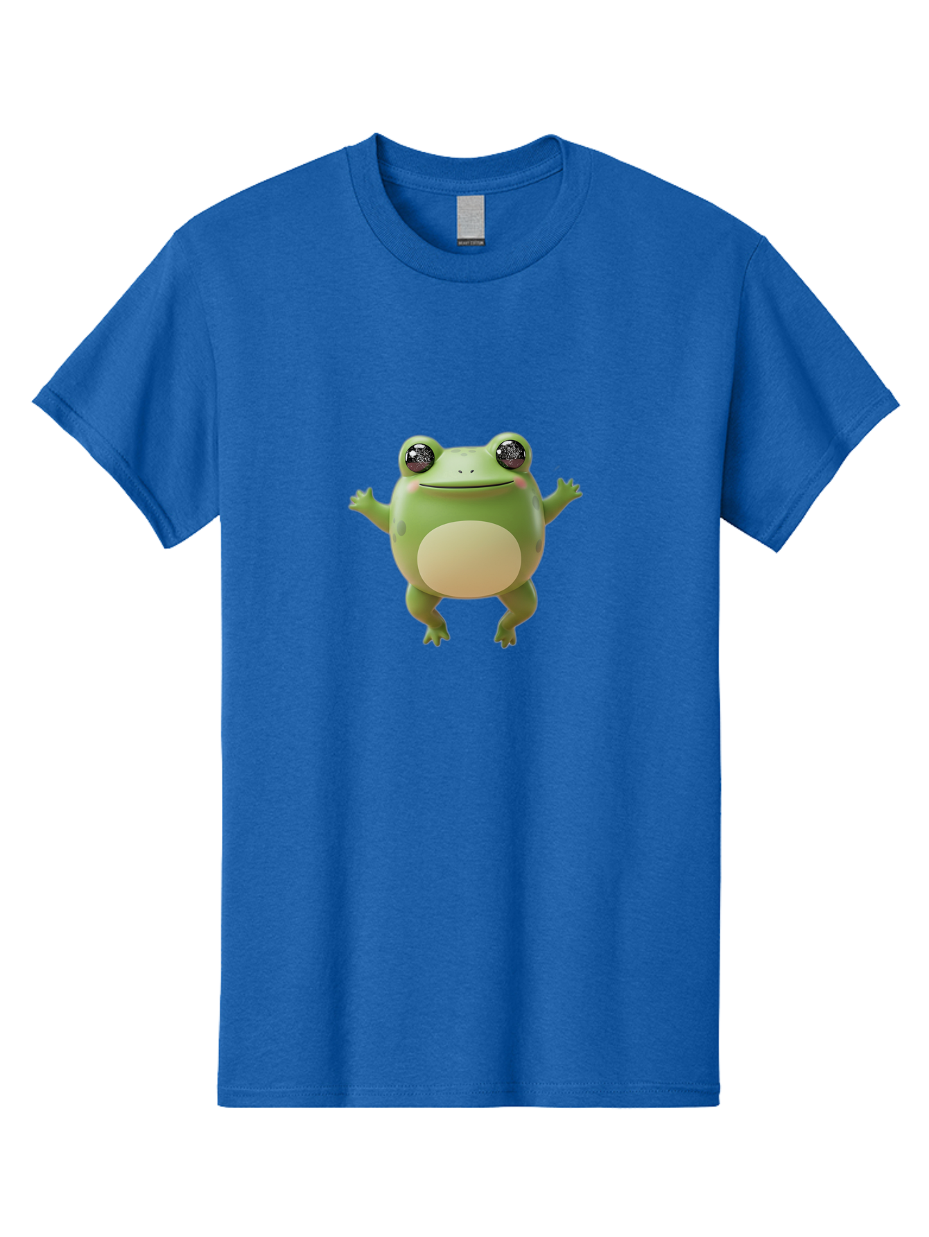Dancing-Frog Men'S Graphic Tee, 100% Cotton, Comfortable Casual Summer Wear, Machine Washable, Cartoon Frog, Green Frog, 3D Illustration, Funny Animal, Happy Expression, Dancing Pose, Cute Creature, Playful Character, Amphibian, Bab851