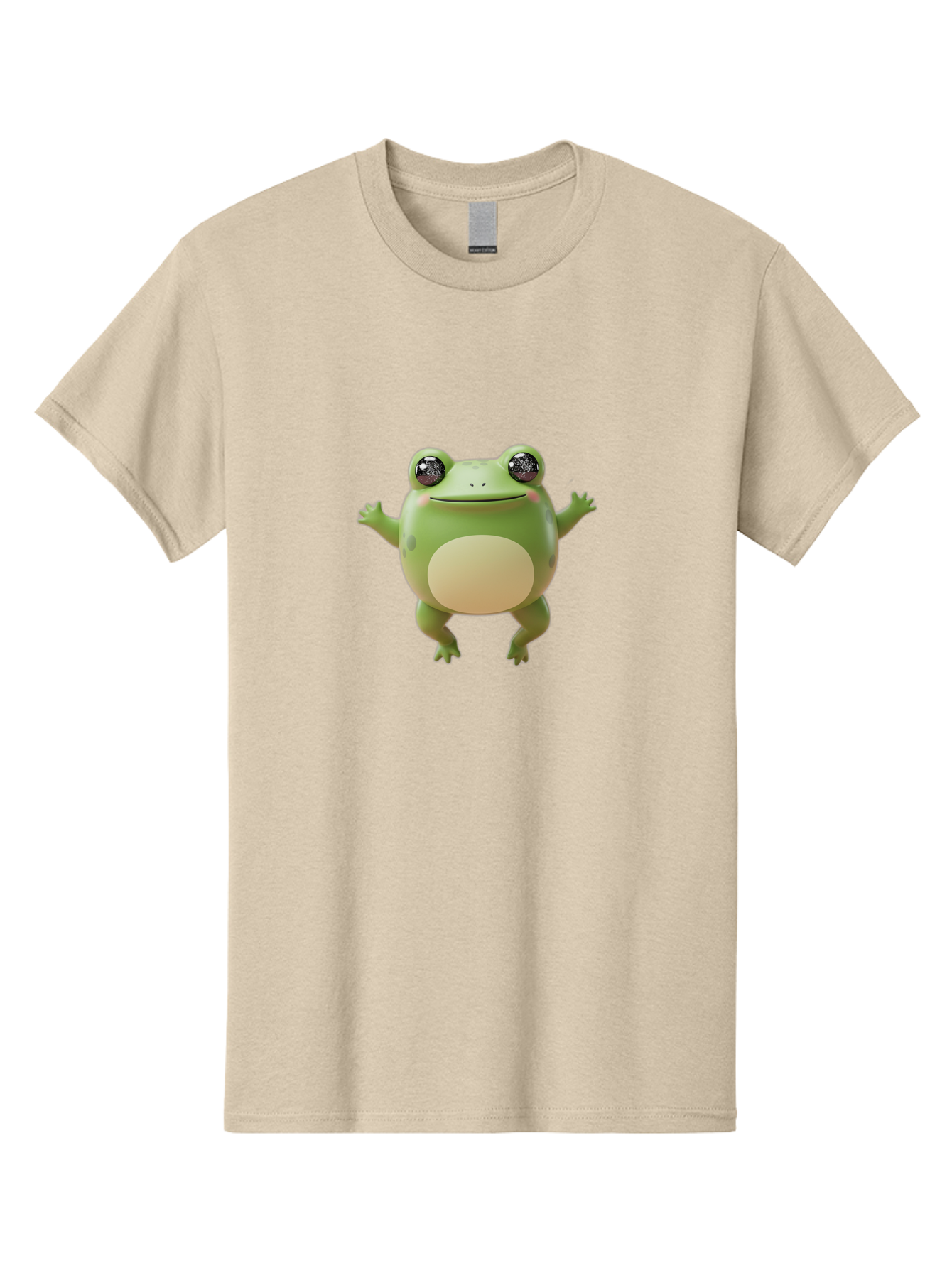 Dancing-Frog Men'S Graphic Tee, 100% Cotton, Comfortable Casual Summer Wear, Machine Washable, Cartoon Frog, Green Frog, 3D Illustration, Funny Animal, Happy Expression, Dancing Pose, Cute Creature, Playful Character, Amphibian, Bab851