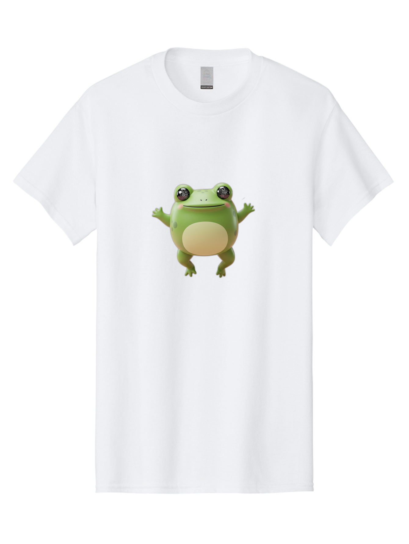 Dancing-Frog Men'S Graphic Tee, 100% Cotton, Comfortable Casual Summer Wear, Machine Washable, Cartoon Frog, Green Frog, 3D Illustration, Funny Animal, Happy Expression, Dancing Pose, Cute Creature, Playful Character, Amphibian, Bab851