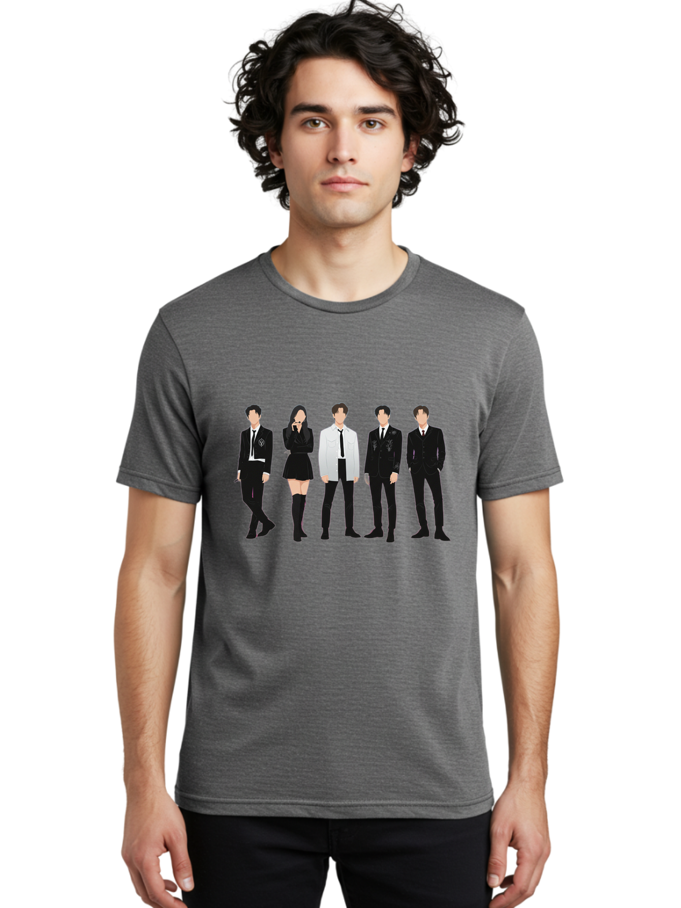 Day6 Men'S Graphic Tee, 100% Cotton, Comfortable Casual Summer Wear, Machine Washable, K-Pop Band, Day6, Male And Female Artists, Black Formal Wear, White Shirts, Black Ties, Fashion Illustration, Trendy Outfits, K-Pop Group Bab853