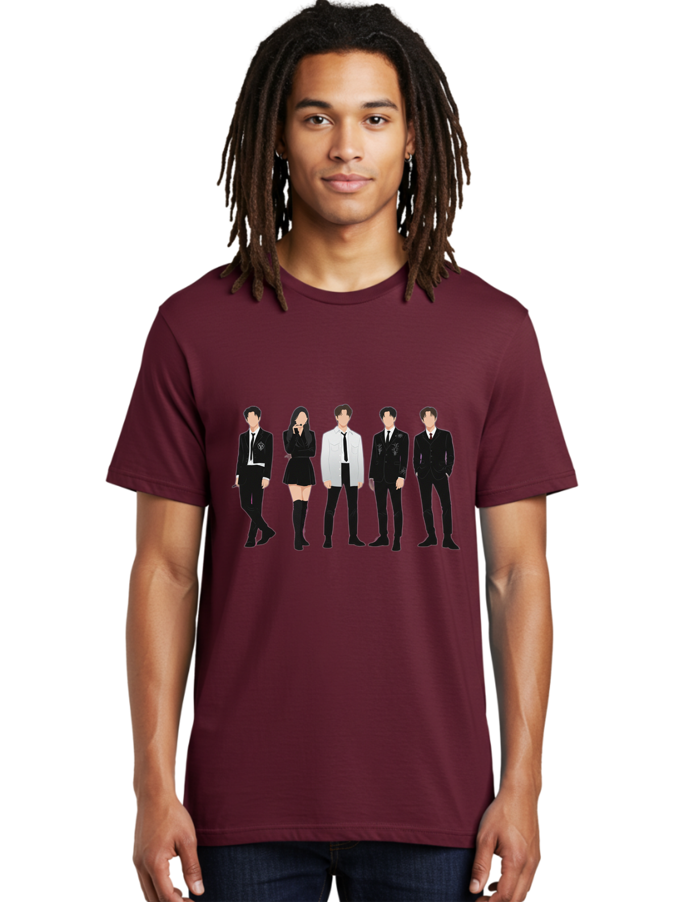Day6 Men'S Graphic Tee, 100% Cotton, Comfortable Casual Summer Wear, Machine Washable, K-Pop Band, Day6, Male And Female Artists, Black Formal Wear, White Shirts, Black Ties, Fashion Illustration, Trendy Outfits, K-Pop Group Bab853