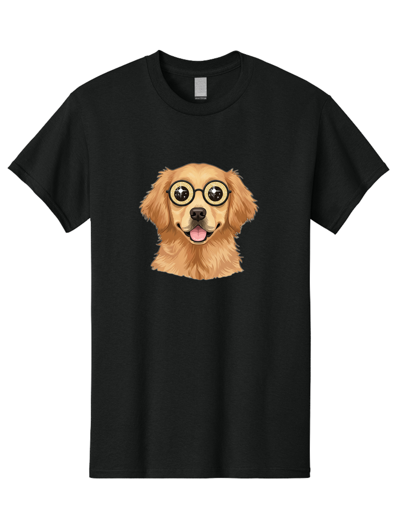 Dog-Wearing-Glasses Men'S Graphic Tee, 100% Cotton, Comfortable Casual Summer Wear, Machine Washable, Cartoon Dog, Golden Retriever, Eyeglasses, Smiling Dog, Happy Animal, Playful Puppy, Dog Portrait, Funny Dog, Dog With Glasses, Bab863