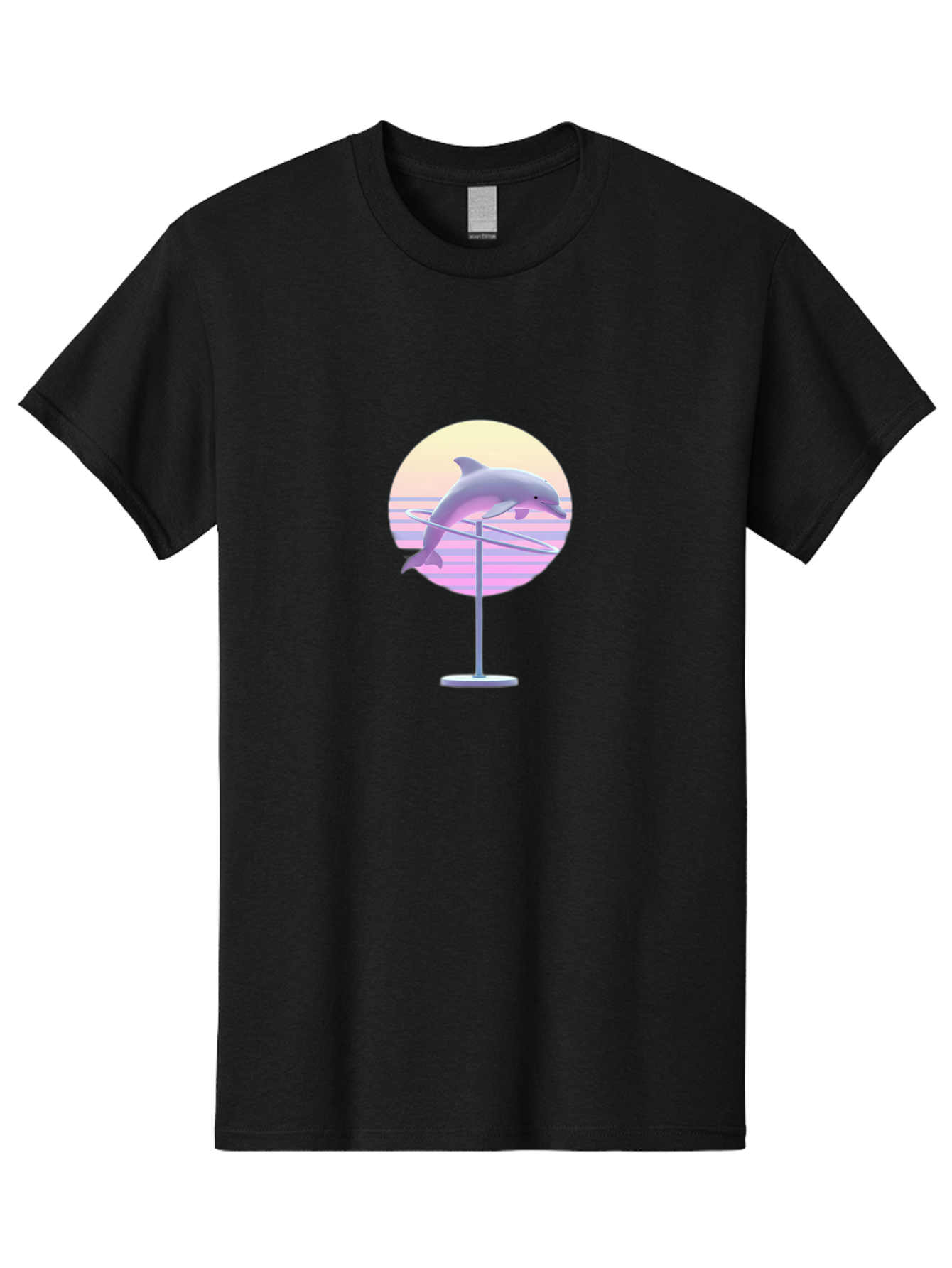 Dolphin-Spin-Art Men'S Graphic Tee, 100% Cotton, Comfortable Casual Summer Wear, Machine Washable, Dolphin Leaping, Ocean Scenery, Pastel Colors, Abstract Art, Surrealism, 3D Illustration, Creative Design, Modern Artwork, Minimalist Style, Bab866