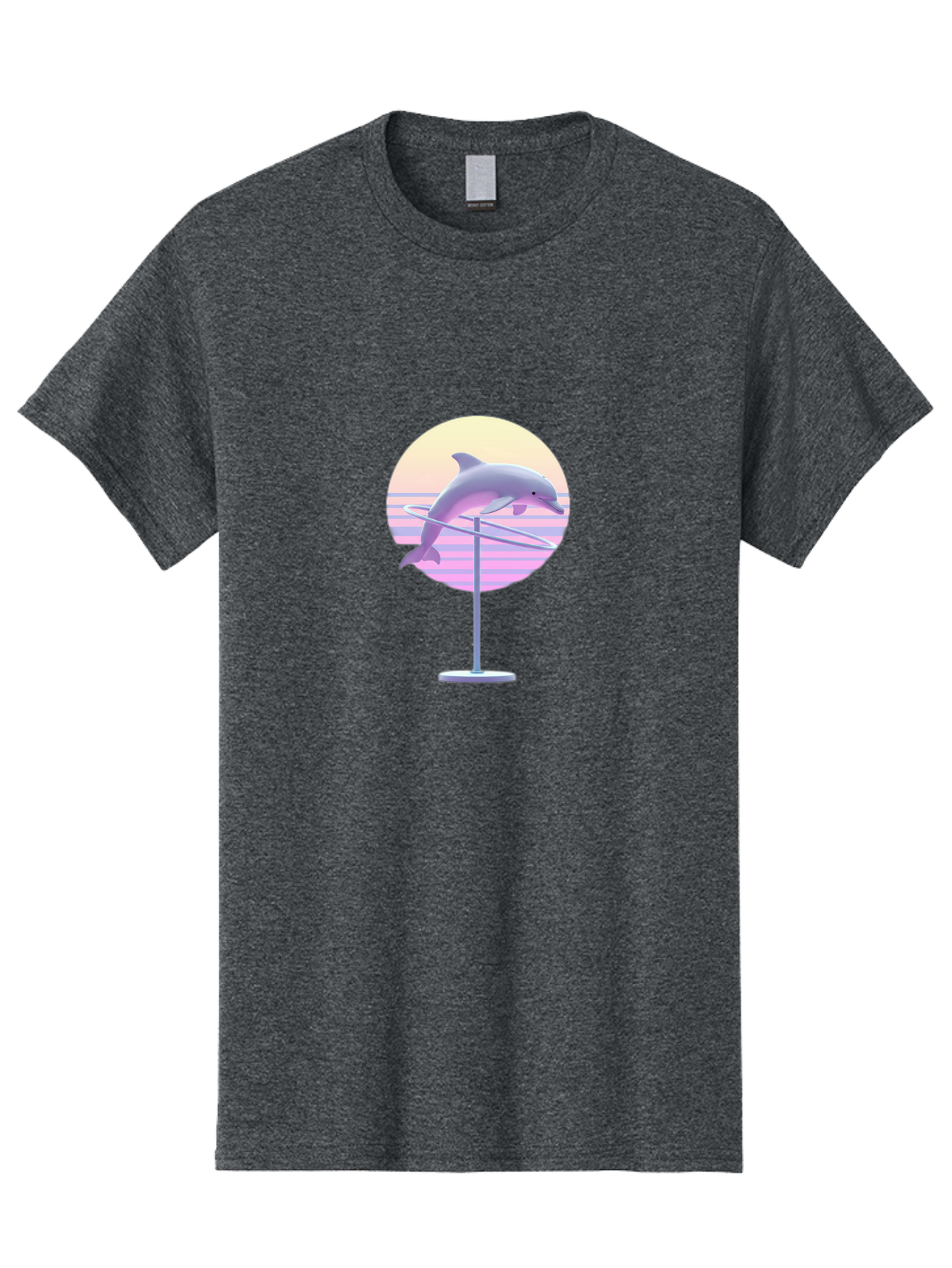 Dolphin-Spin-Art Men'S Graphic Tee, 100% Cotton, Comfortable Casual Summer Wear, Machine Washable, Dolphin Leaping, Ocean Scenery, Pastel Colors, Abstract Art, Surrealism, 3D Illustration, Creative Design, Modern Artwork, Minimalist Style, Bab866