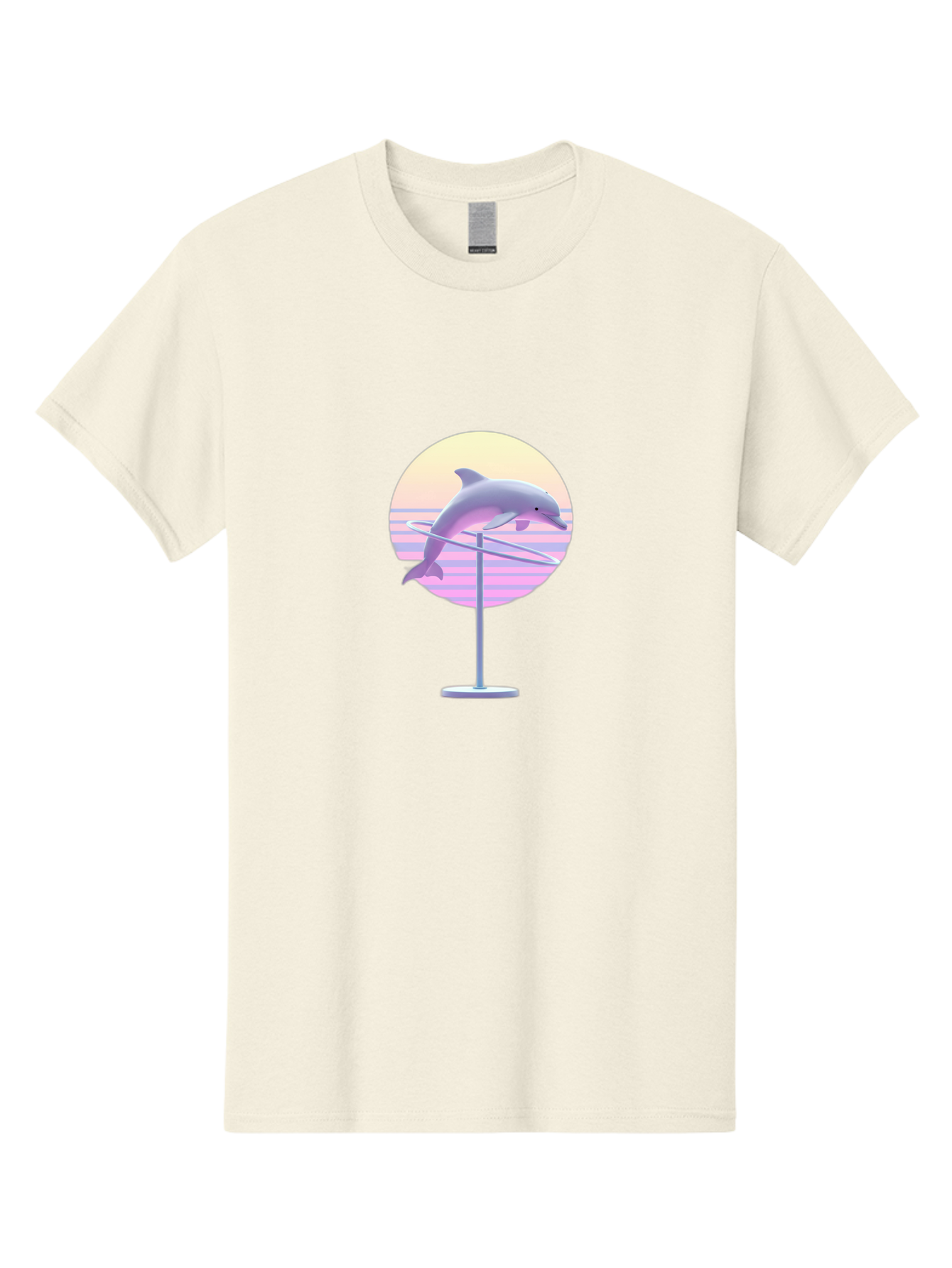 Dolphin-Spin-Art Men'S Graphic Tee, 100% Cotton, Comfortable Casual Summer Wear, Machine Washable, Dolphin Leaping, Ocean Scenery, Pastel Colors, Abstract Art, Surrealism, 3D Illustration, Creative Design, Modern Artwork, Minimalist Style, Bab866