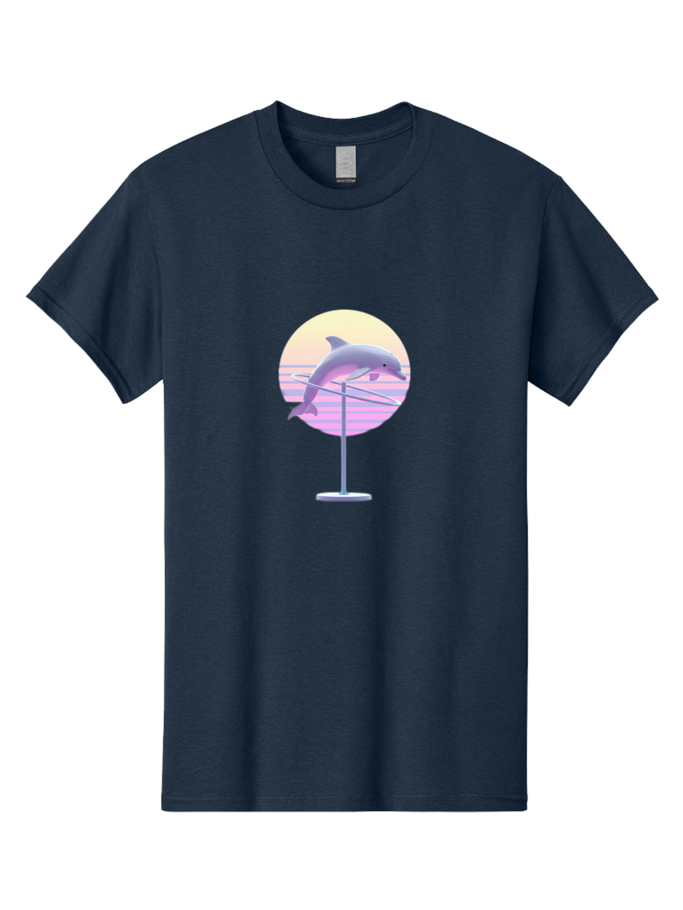 Dolphin-Spin-Art Men'S Graphic Tee, 100% Cotton, Comfortable Casual Summer Wear, Machine Washable, Dolphin Leaping, Ocean Scenery, Pastel Colors, Abstract Art, Surrealism, 3D Illustration, Creative Design, Modern Artwork, Minimalist Style, Bab866