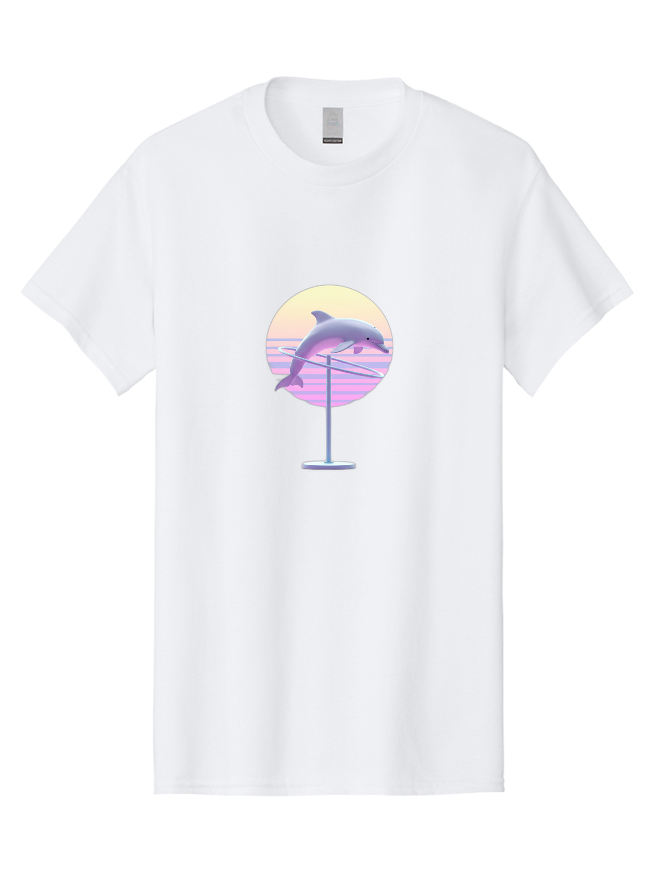Dolphin-Spin-Art Men'S Graphic Tee, 100% Cotton, Comfortable Casual Summer Wear, Machine Washable, Dolphin Leaping, Ocean Scenery, Pastel Colors, Abstract Art, Surrealism, 3D Illustration, Creative Design, Modern Artwork, Minimalist Style, Bab866