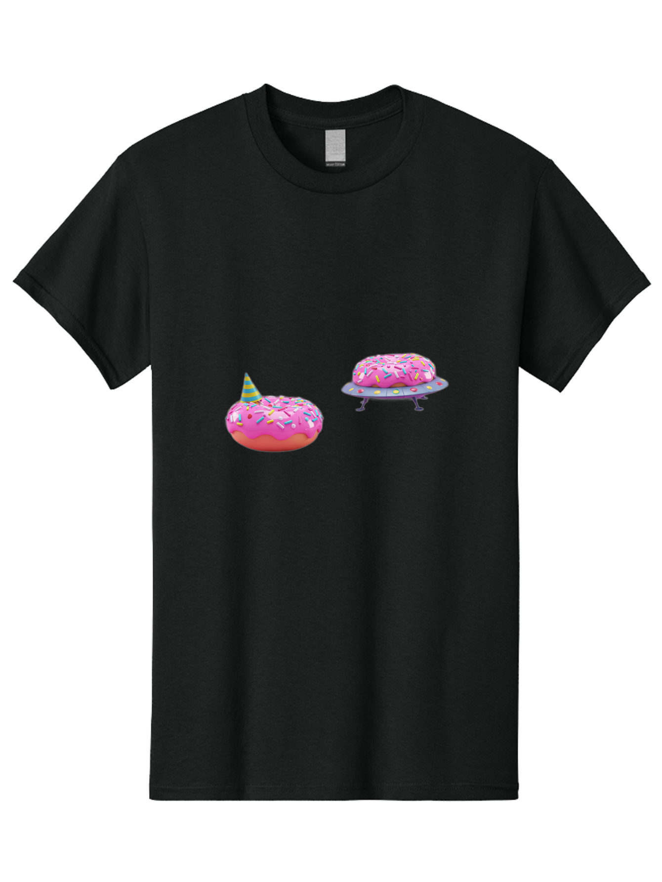 Donut-Party Men'S Graphic Tee, 100% Cotton, Comfortable Casual Summer Wear, Machine Washable, Pink Donut Inflatables, Donut Shaped Pool Floats, Colorful Sprinkles, Party Hat, Whimsical Decor, Fun Accessories, Retro Style, Summer Vibes Bab869