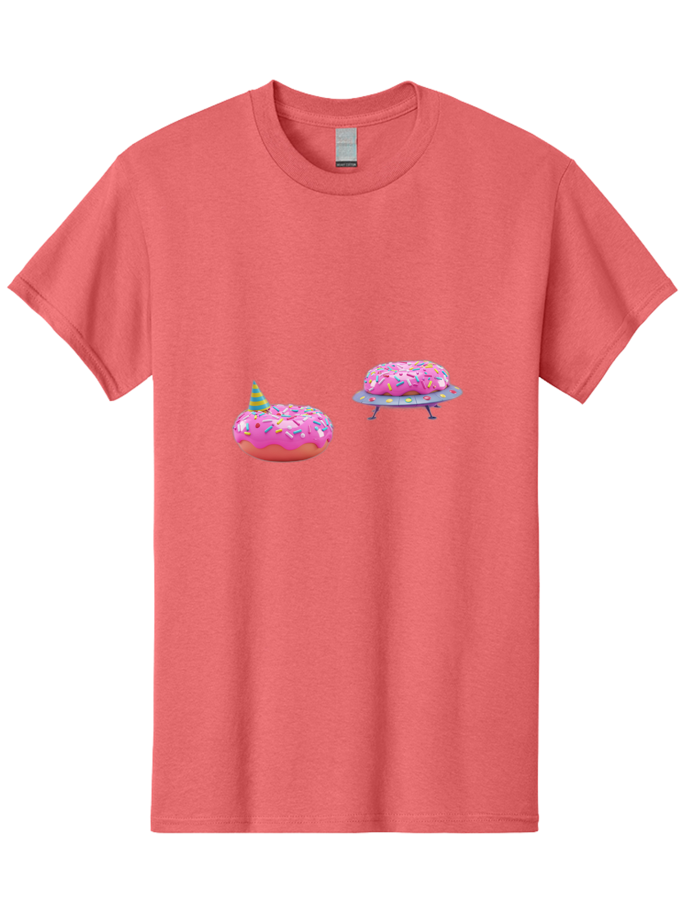 Donut-Party Men'S Graphic Tee, 100% Cotton, Comfortable Casual Summer Wear, Machine Washable, Pink Donut Inflatables, Donut Shaped Pool Floats, Colorful Sprinkles, Party Hat, Whimsical Decor, Fun Accessories, Retro Style, Summer Vibes Bab869