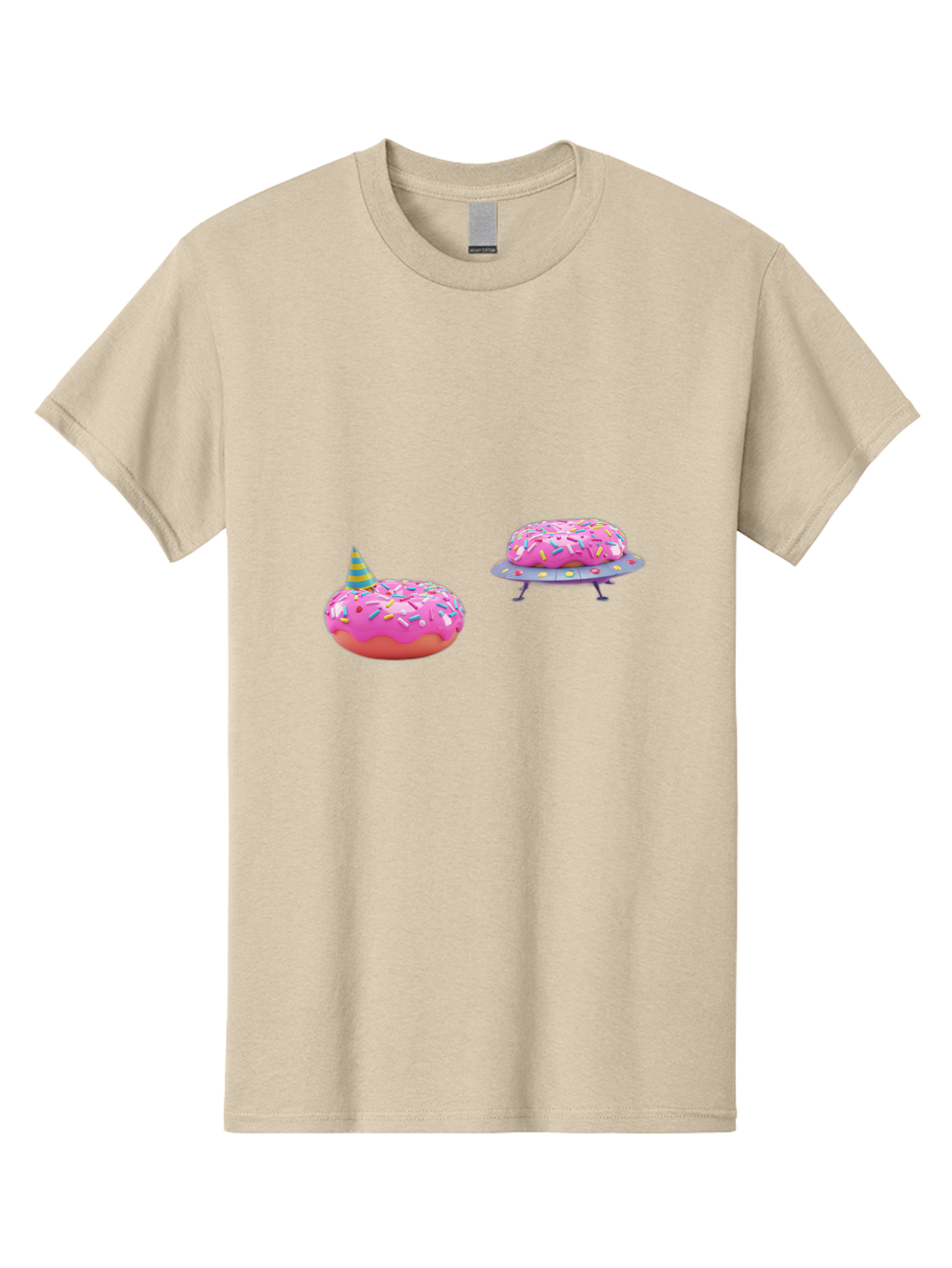 Donut-Party Men'S Graphic Tee, 100% Cotton, Comfortable Casual Summer Wear, Machine Washable, Pink Donut Inflatables, Donut Shaped Pool Floats, Colorful Sprinkles, Party Hat, Whimsical Decor, Fun Accessories, Retro Style, Summer Vibes Bab869