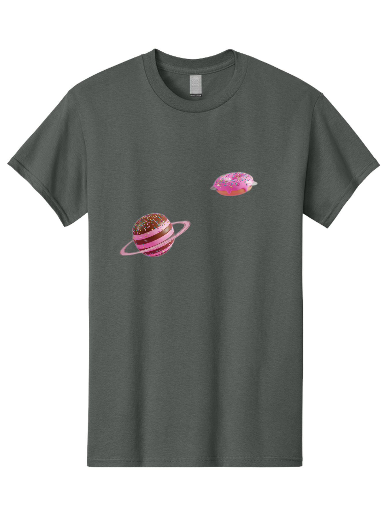 Donut-Planets Men'S Graphic Tee, 100% Cotton, Comfortable Casual Summer Wear, Machine Washable, Donut With Sprinkles, Planet With Ring, Pink Frosting, Chocolate Donut, Sprinkle Donut, Donut Planet, Fantasy Dessert, Sweet Treat, Bab870