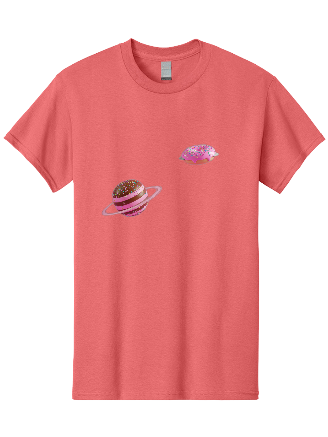 Donut-Planets Men'S Graphic Tee, 100% Cotton, Comfortable Casual Summer Wear, Machine Washable, Donut With Sprinkles, Planet With Ring, Pink Frosting, Chocolate Donut, Sprinkle Donut, Donut Planet, Fantasy Dessert, Sweet Treat, Bab870