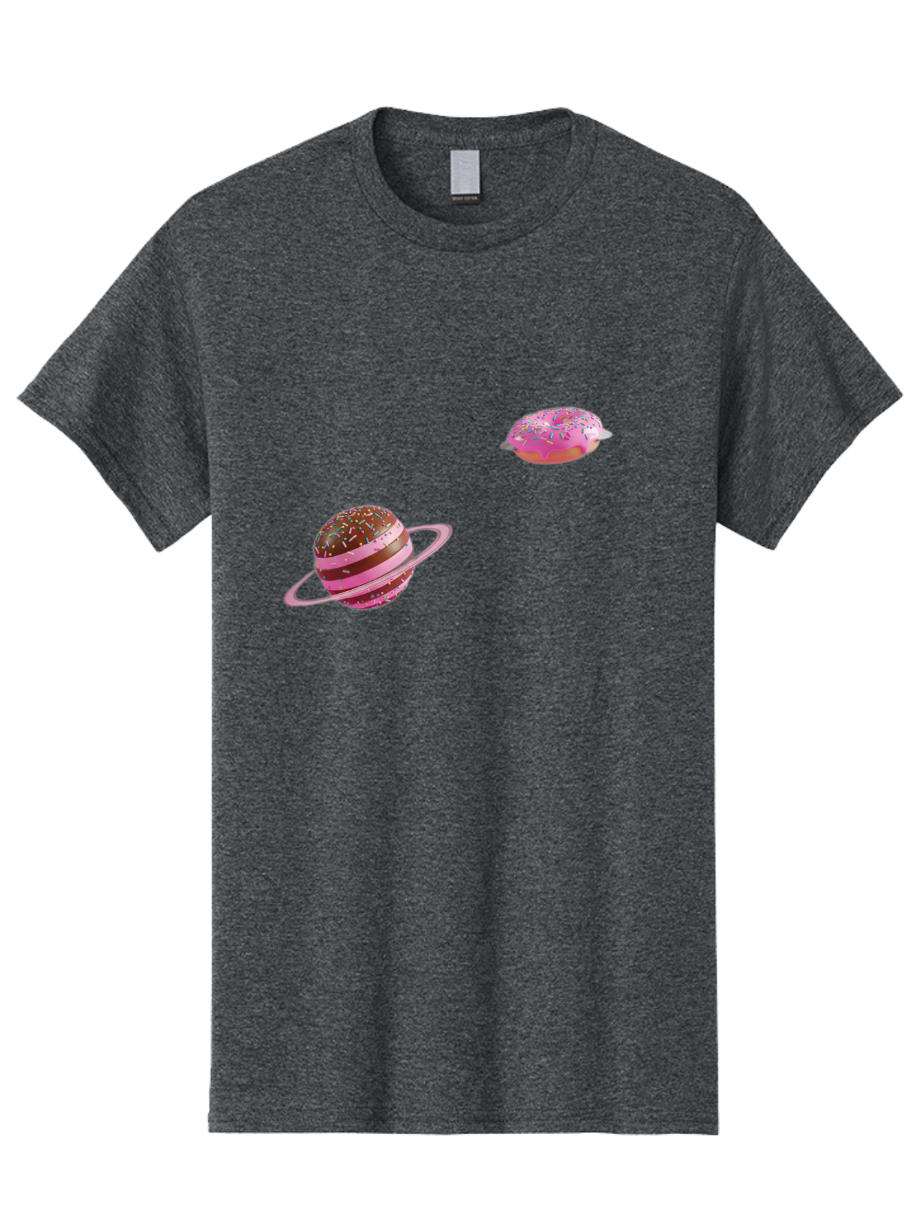 Donut-Planets Men'S Graphic Tee, 100% Cotton, Comfortable Casual Summer Wear, Machine Washable, Donut With Sprinkles, Planet With Ring, Pink Frosting, Chocolate Donut, Sprinkle Donut, Donut Planet, Fantasy Dessert, Sweet Treat, Bab870