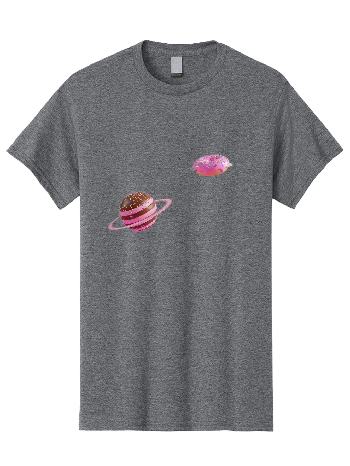 Donut-Planets Men'S Graphic Tee, 100% Cotton, Comfortable Casual Summer Wear, Machine Washable, Donut With Sprinkles, Planet With Ring, Pink Frosting, Chocolate Donut, Sprinkle Donut, Donut Planet, Fantasy Dessert, Sweet Treat, Bab870