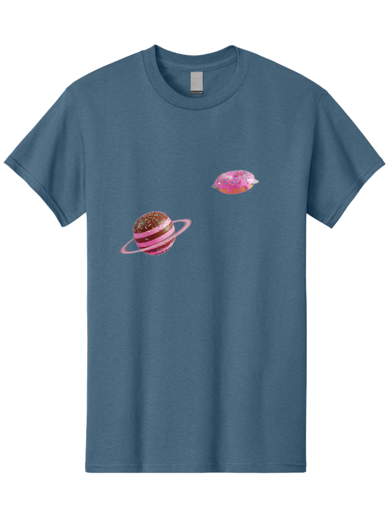 Donut-Planets Men'S Graphic Tee, 100% Cotton, Comfortable Casual Summer Wear, Machine Washable, Donut With Sprinkles, Planet With Ring, Pink Frosting, Chocolate Donut, Sprinkle Donut, Donut Planet, Fantasy Dessert, Sweet Treat, Bab870