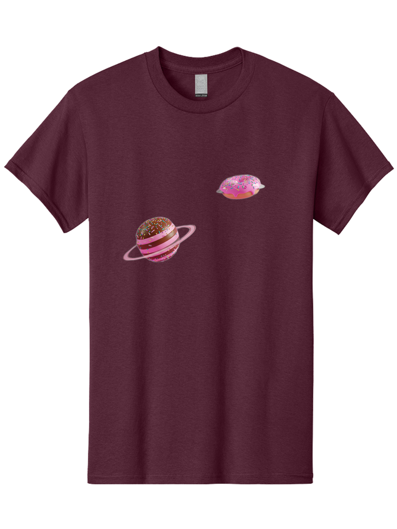 Donut-Planets Men'S Graphic Tee, 100% Cotton, Comfortable Casual Summer Wear, Machine Washable, Donut With Sprinkles, Planet With Ring, Pink Frosting, Chocolate Donut, Sprinkle Donut, Donut Planet, Fantasy Dessert, Sweet Treat, Bab870
